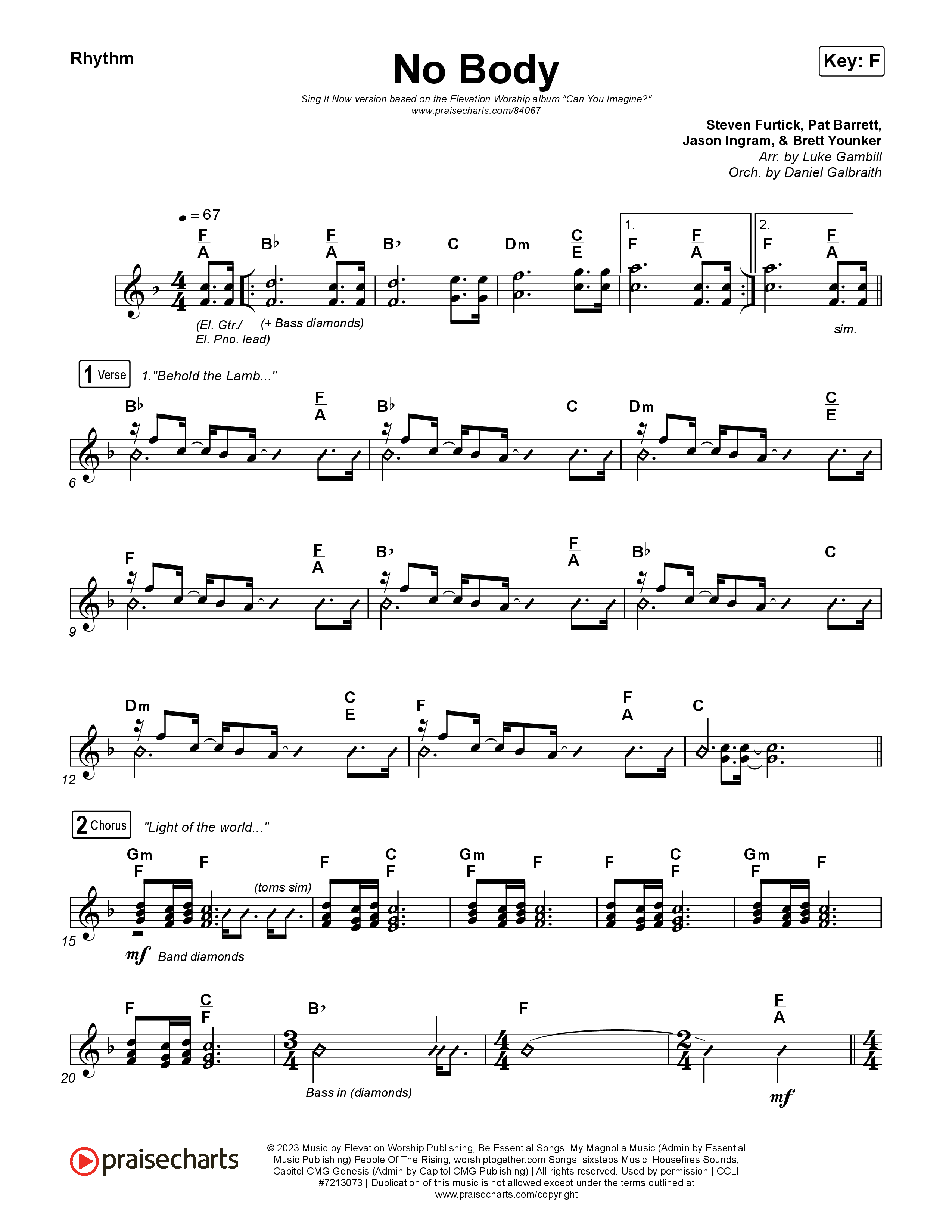 No Body (Sing It Now) Rhythm Pack (Elevation Worship / Jonsal Barrientes / Arr. Luke Gambill)