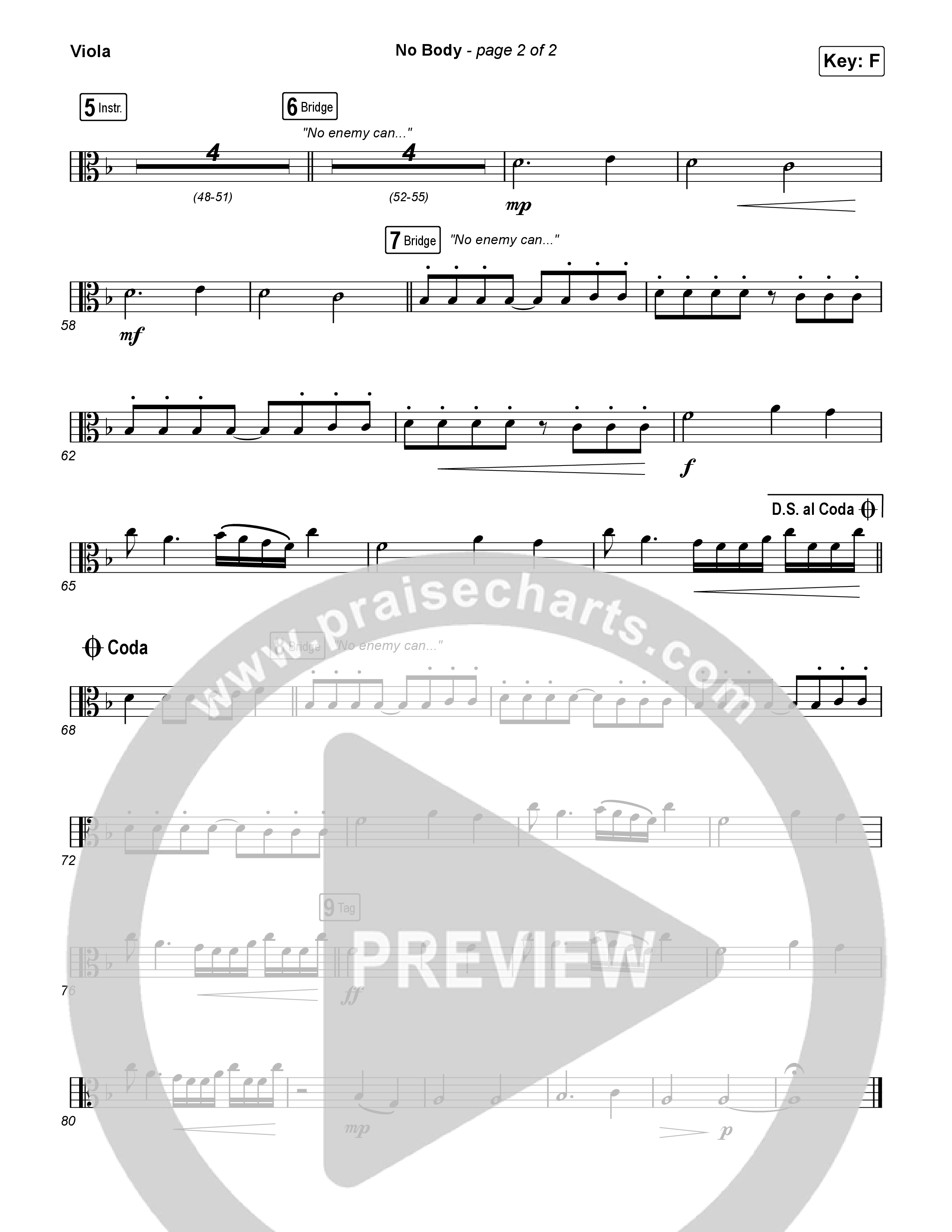 No Body (Sing It Now) Viola (Elevation Worship / Jonsal Barrientes / Arr. Luke Gambill)