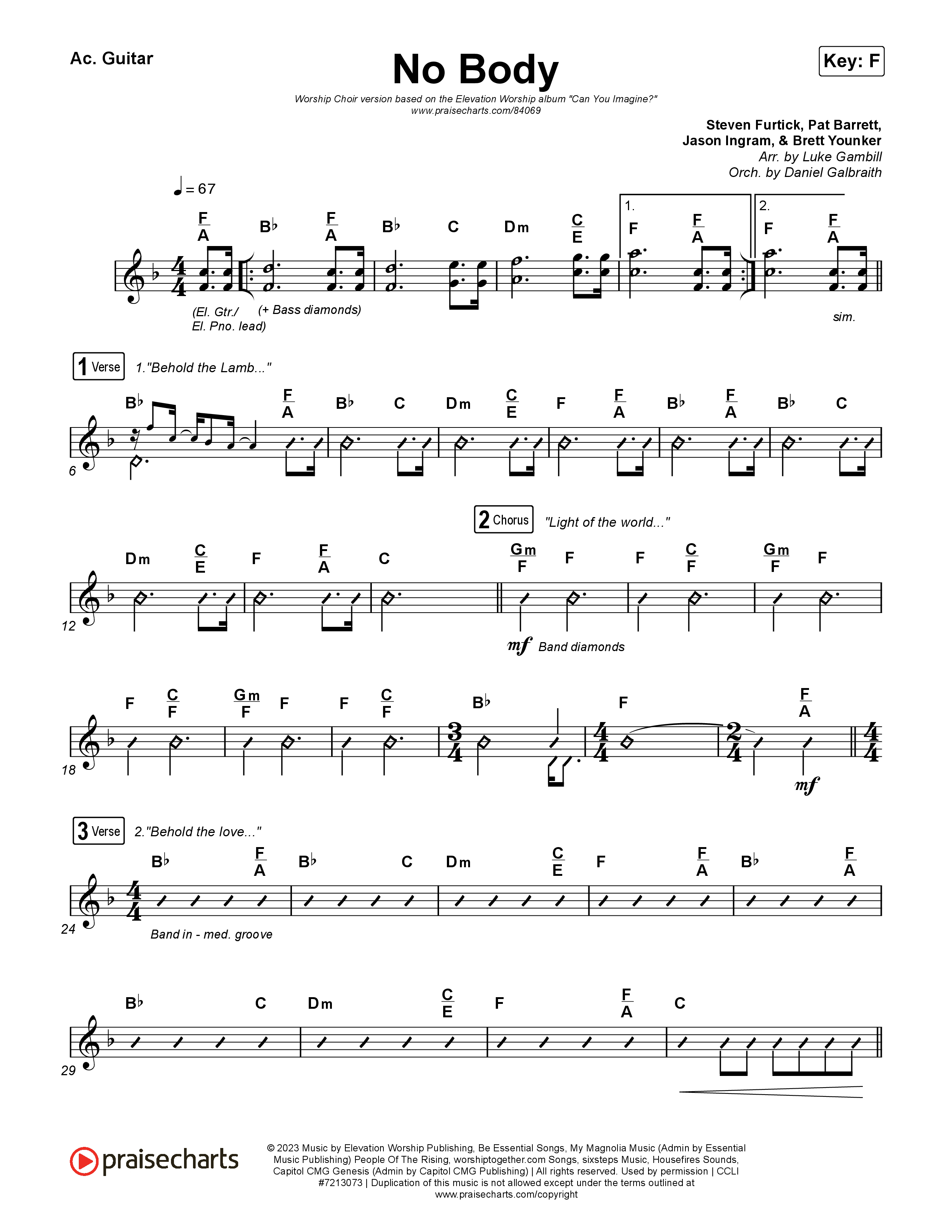 No Body (Worship Choir/SAB) Acoustic Guitar (Elevation Worship / Jonsal Barrientes / Arr. Luke Gambill)