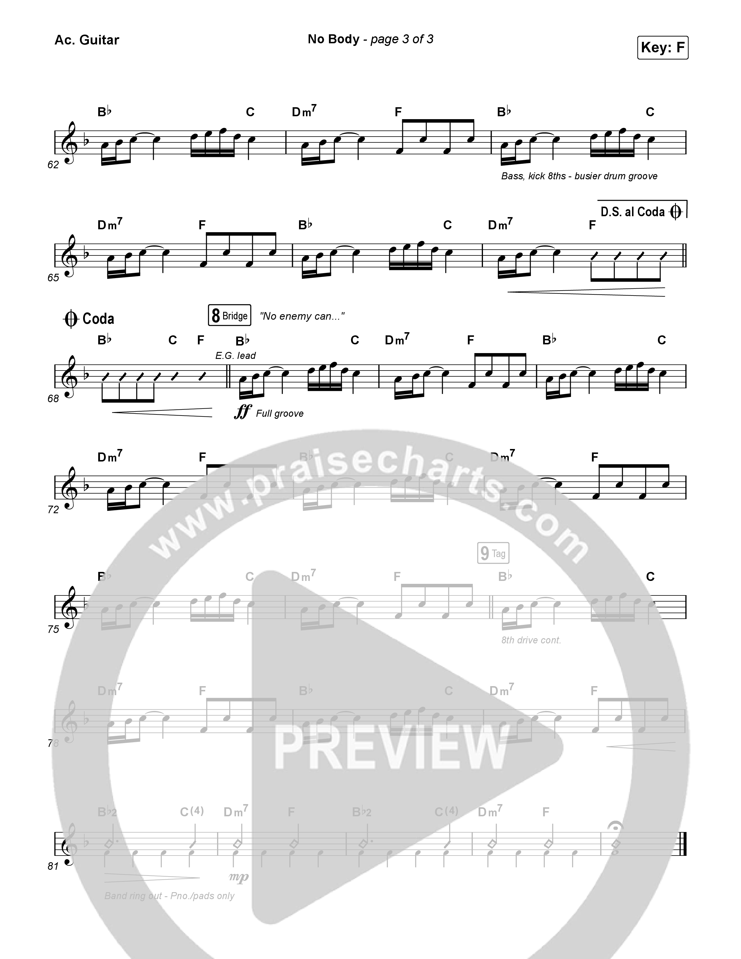 No Body (Worship Choir/SAB) Acoustic Guitar (Elevation Worship / Jonsal Barrientes / Arr. Luke Gambill)