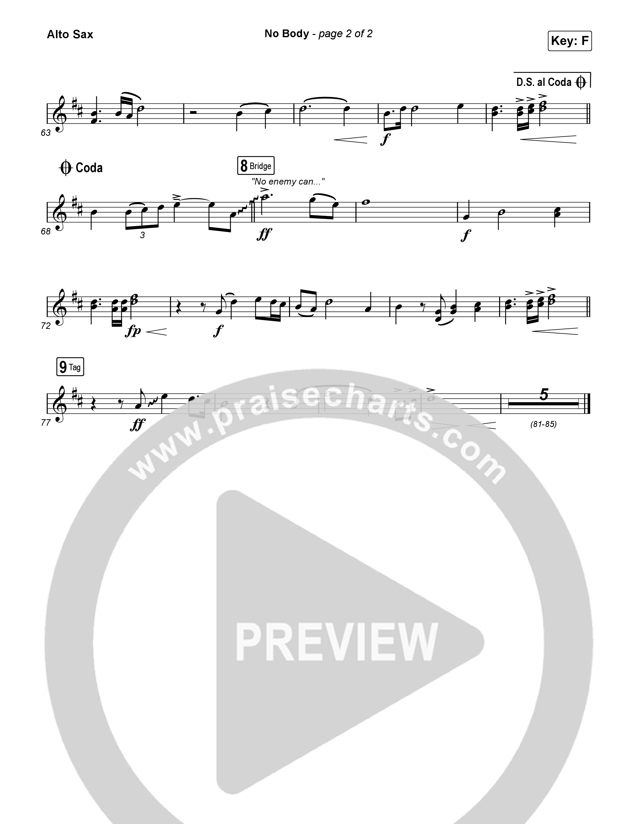 No Body (Worship Choir/SAB) Alto Sax (Elevation Worship / Jonsal Barrientes / Arr. Luke Gambill)