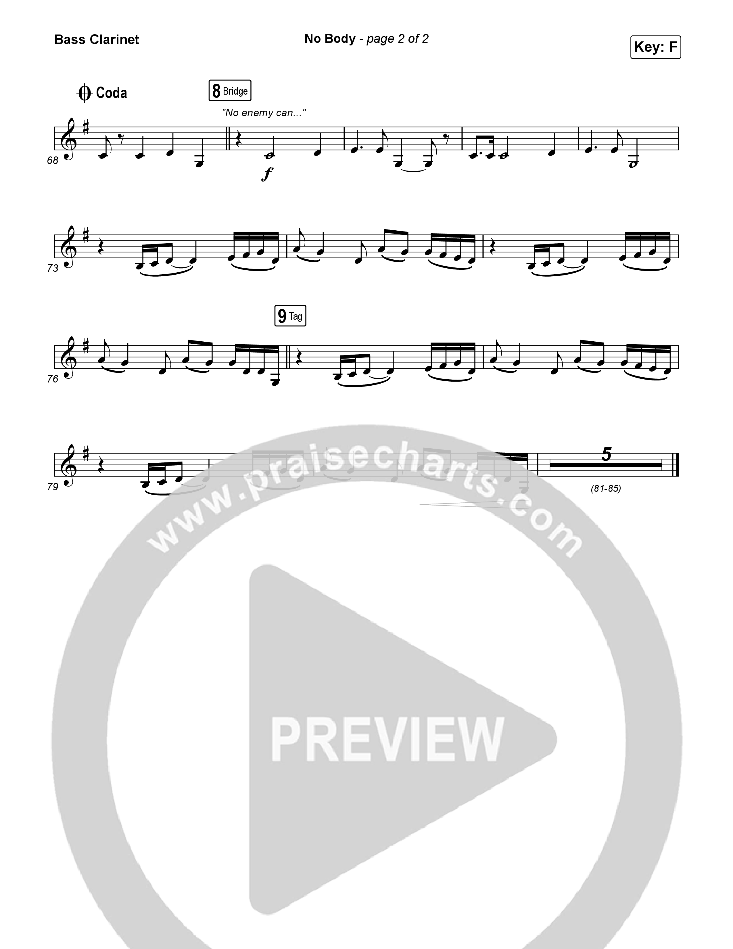 No Body (Worship Choir/SAB) Bass Clarinet (Elevation Worship / Jonsal Barrientes / Arr. Luke Gambill)