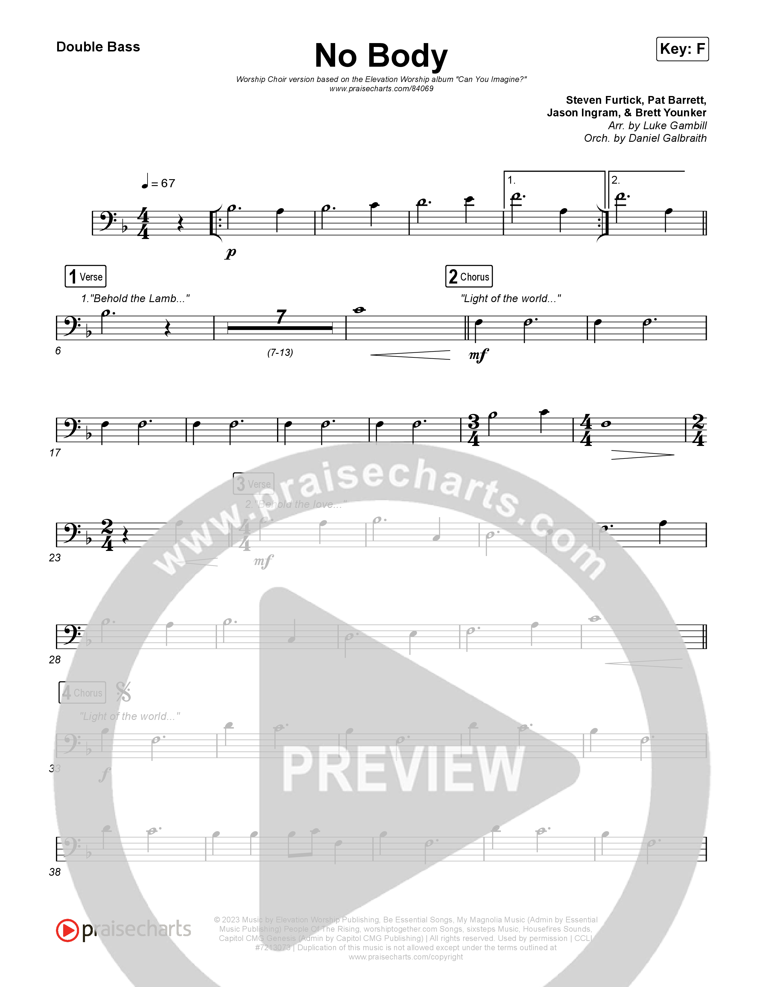 No Body (Worship Choir/SAB) Double Bass (Elevation Worship / Jonsal Barrientes / Arr. Luke Gambill)