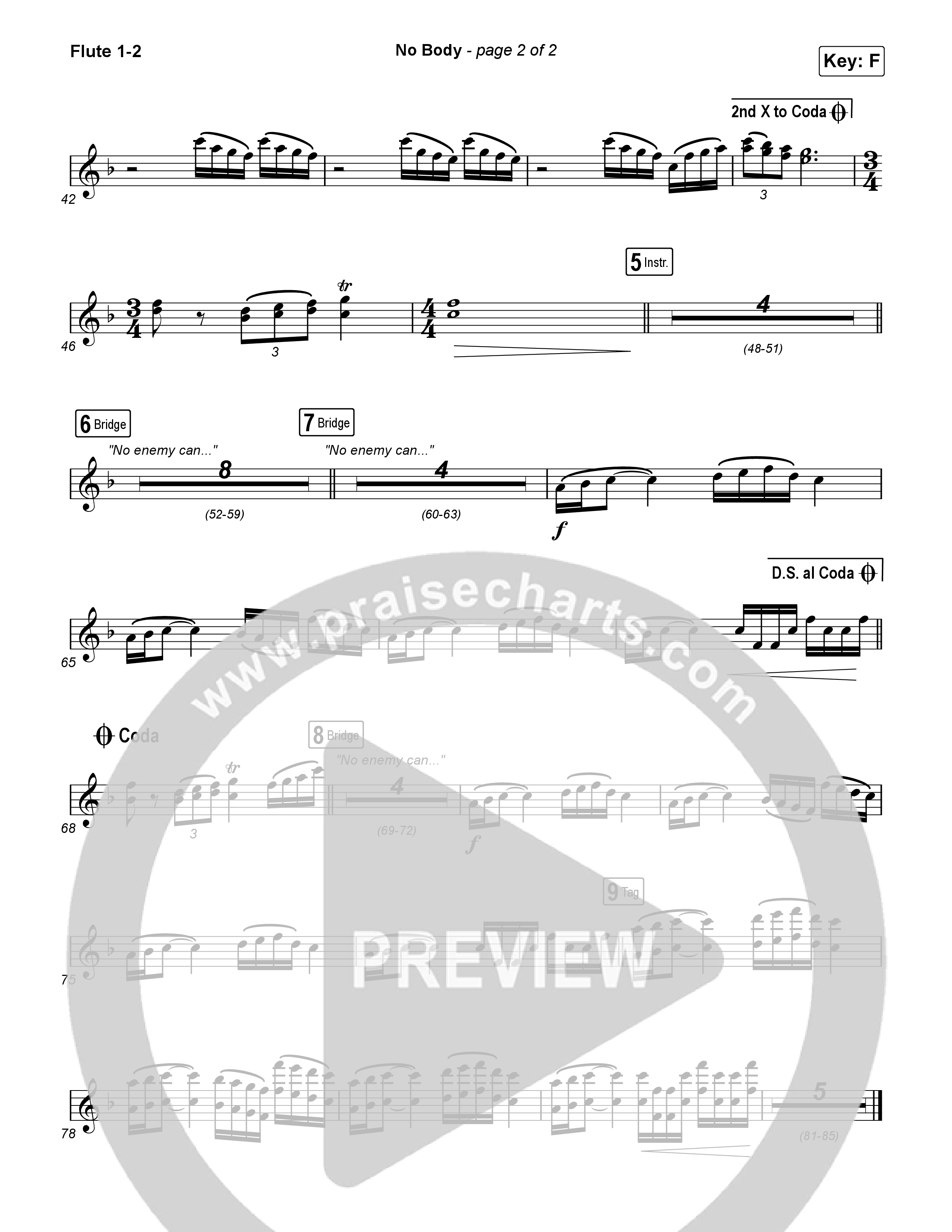 No Body (Worship Choir/SAB) Flute 1/2 (Elevation Worship / Jonsal Barrientes / Arr. Luke Gambill)