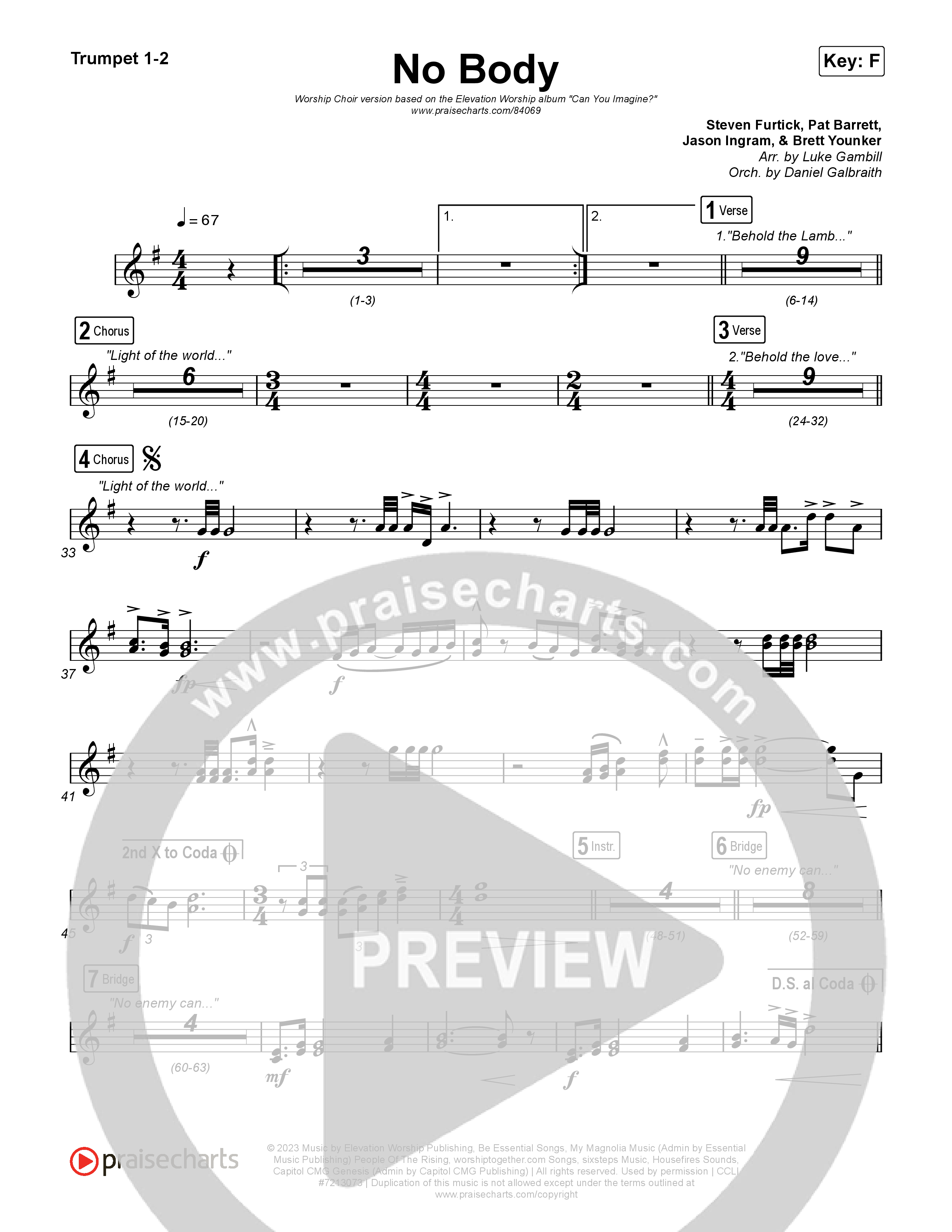 No Body (Worship Choir/SAB) Brass Pack (Elevation Worship / Jonsal Barrientes / Arr. Luke Gambill)