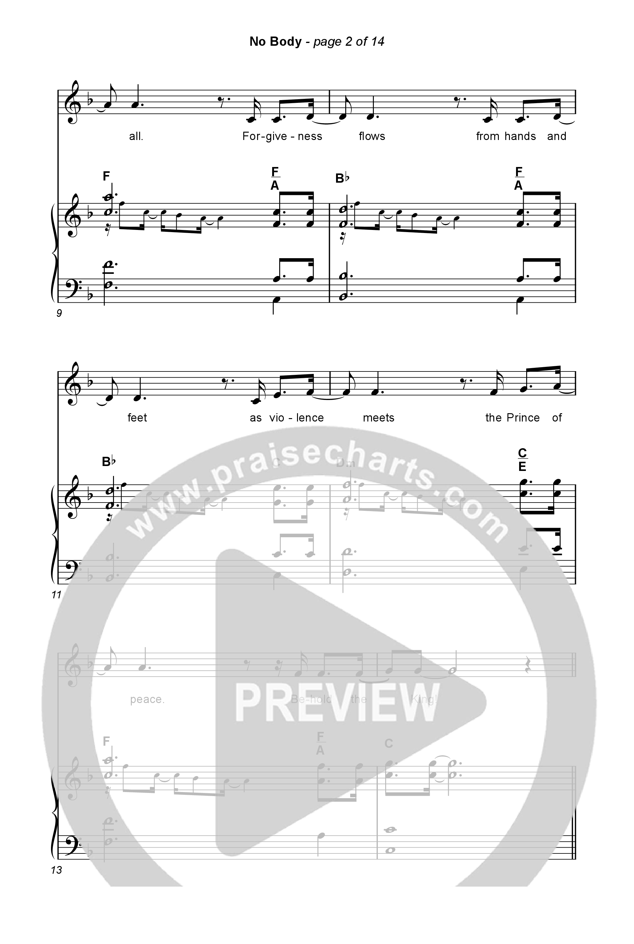 No Body (Unison/2-Part) Octavo (Uni/2-Part & Pno) (Elevation Worship / Jonsal Barrientes / Arr. Luke Gambill)