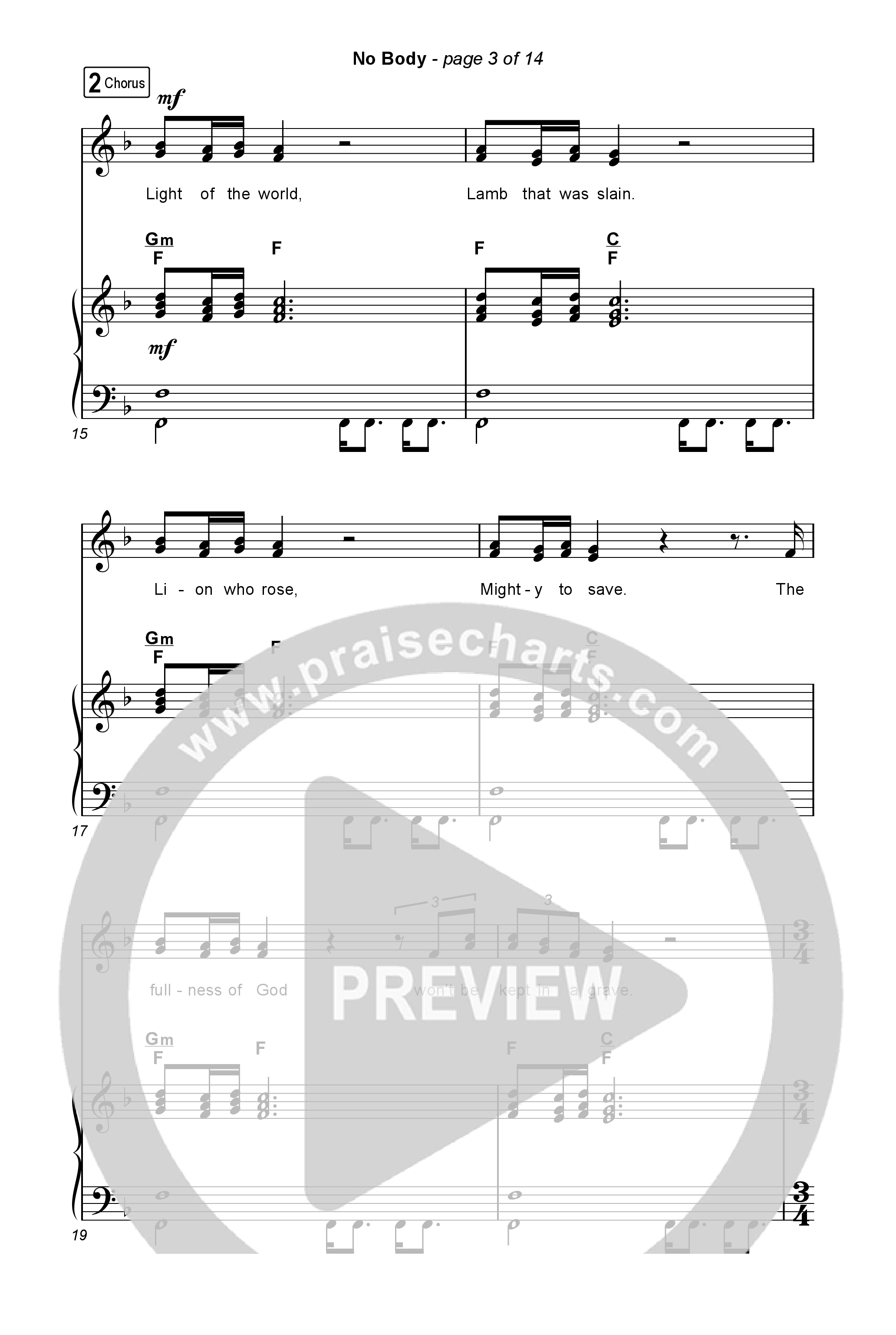 No Body (Unison/2-Part) Octavo (Uni/2-Part & Pno) (Elevation Worship / Jonsal Barrientes / Arr. Luke Gambill)