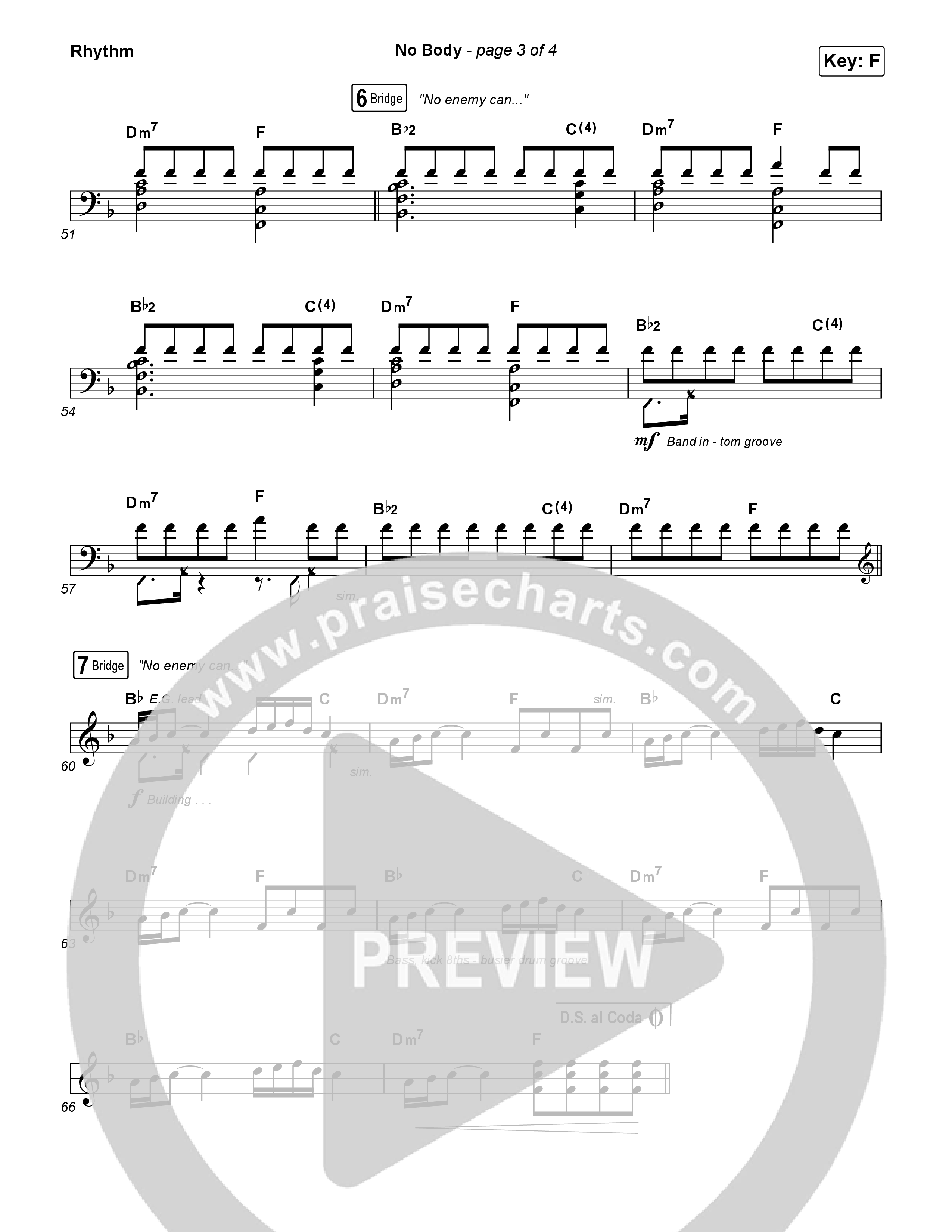 No Body (Unison/2-Part) Rhythm Chart (Elevation Worship / Jonsal Barrientes / Arr. Luke Gambill)