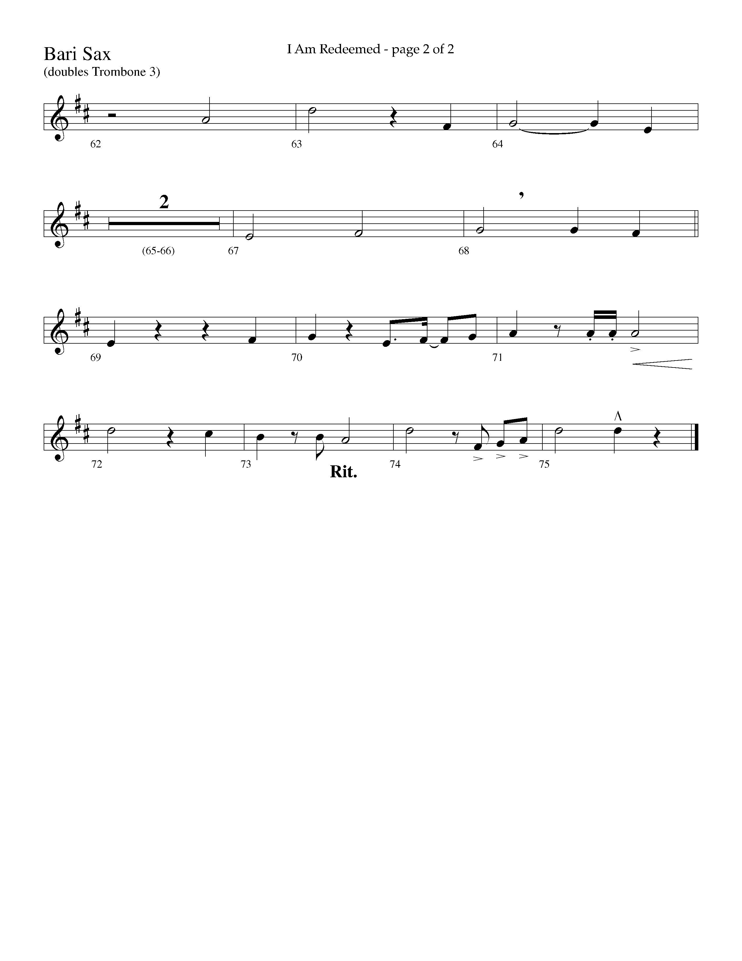 I Am Redeemed (with Redeemed) (Choral Anthem SATB) Bari Sax (Lifeway Choral / Arr. Cliff Duren)