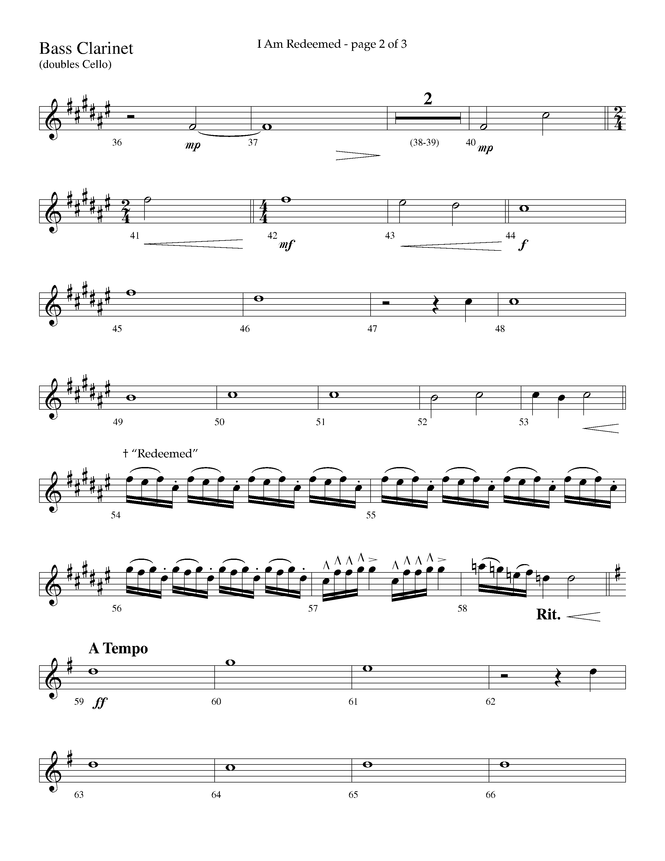 I Am Redeemed (with Redeemed) (Choral Anthem SATB) Bass Clarinet (Lifeway Choral / Arr. Cliff Duren)