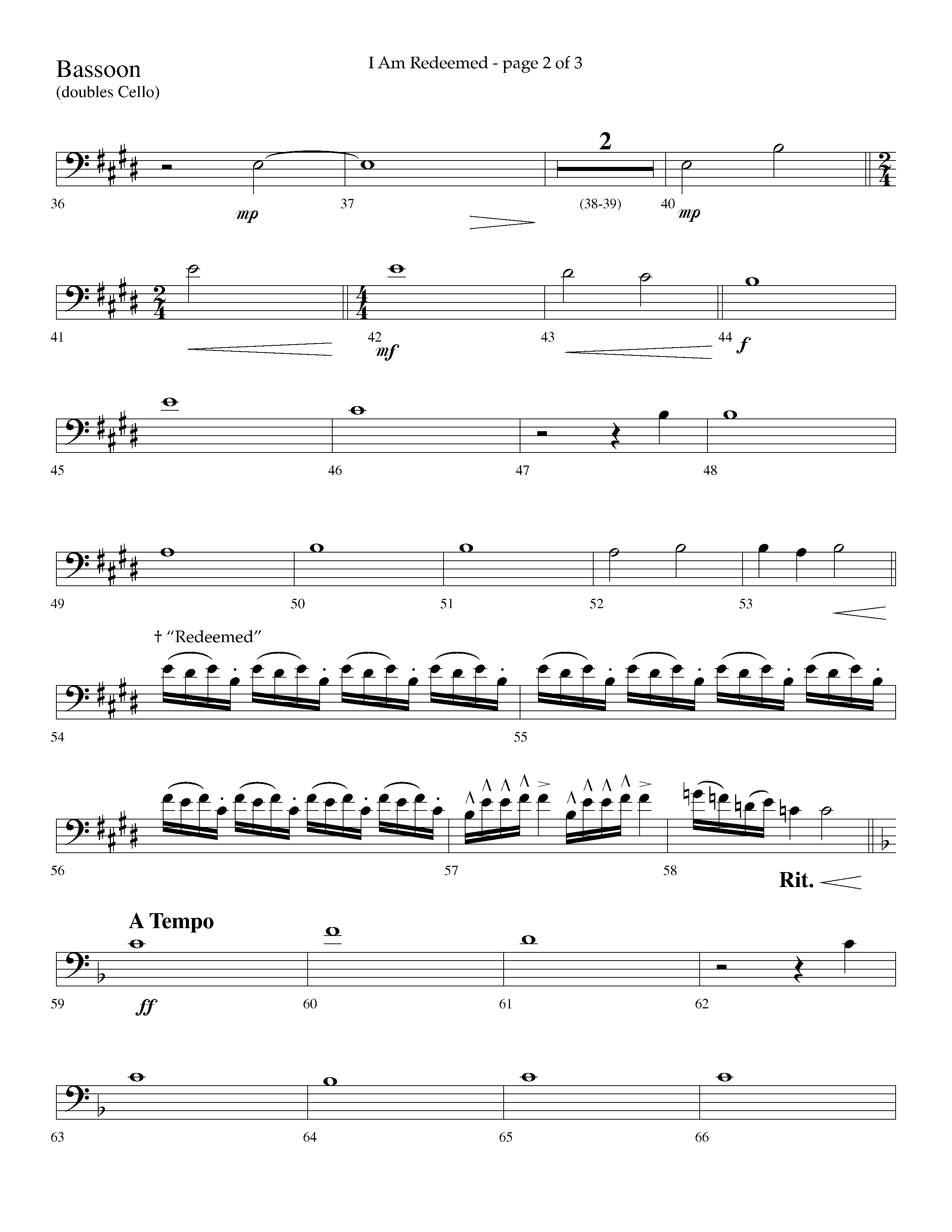 I Am Redeemed (with Redeemed) (Choral Anthem SATB) Bassoon (Lifeway Choral / Arr. Cliff Duren)