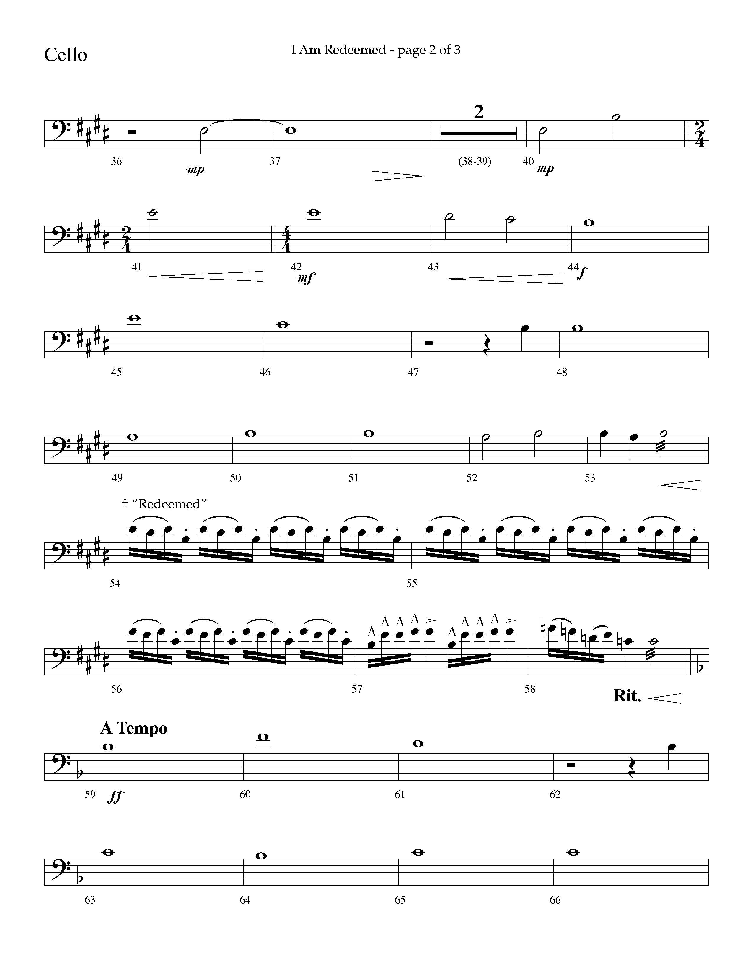 I Am Redeemed (with Redeemed) (Choral Anthem SATB) Cello (Lifeway Choral / Arr. Cliff Duren)