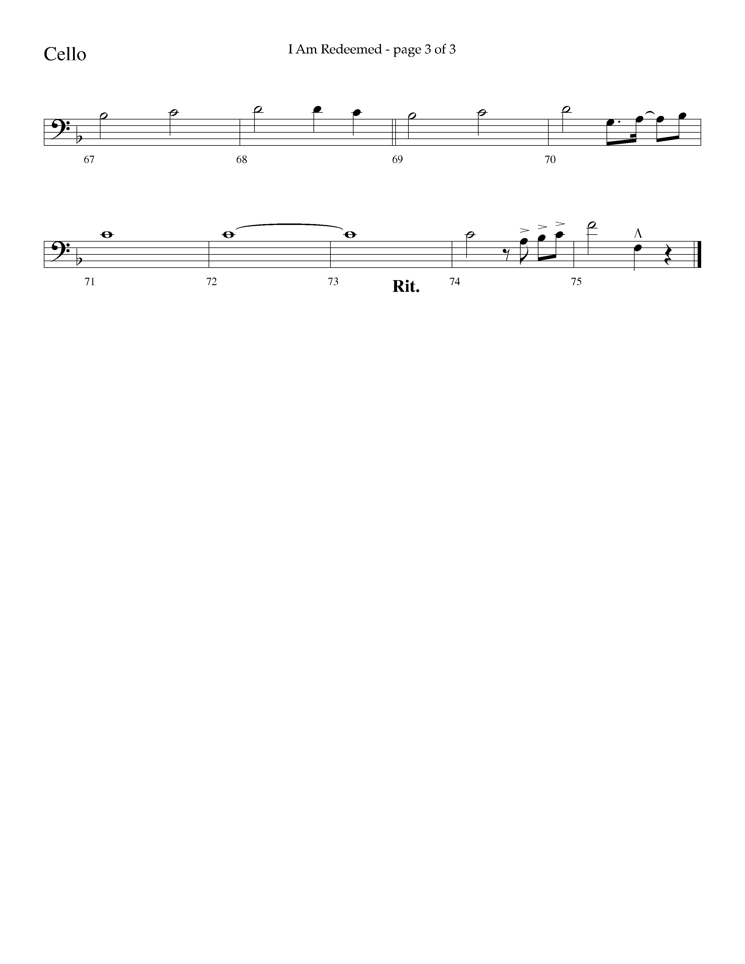 I Am Redeemed (with Redeemed) (Choral Anthem SATB) Cello (Lifeway Choral / Arr. Cliff Duren)