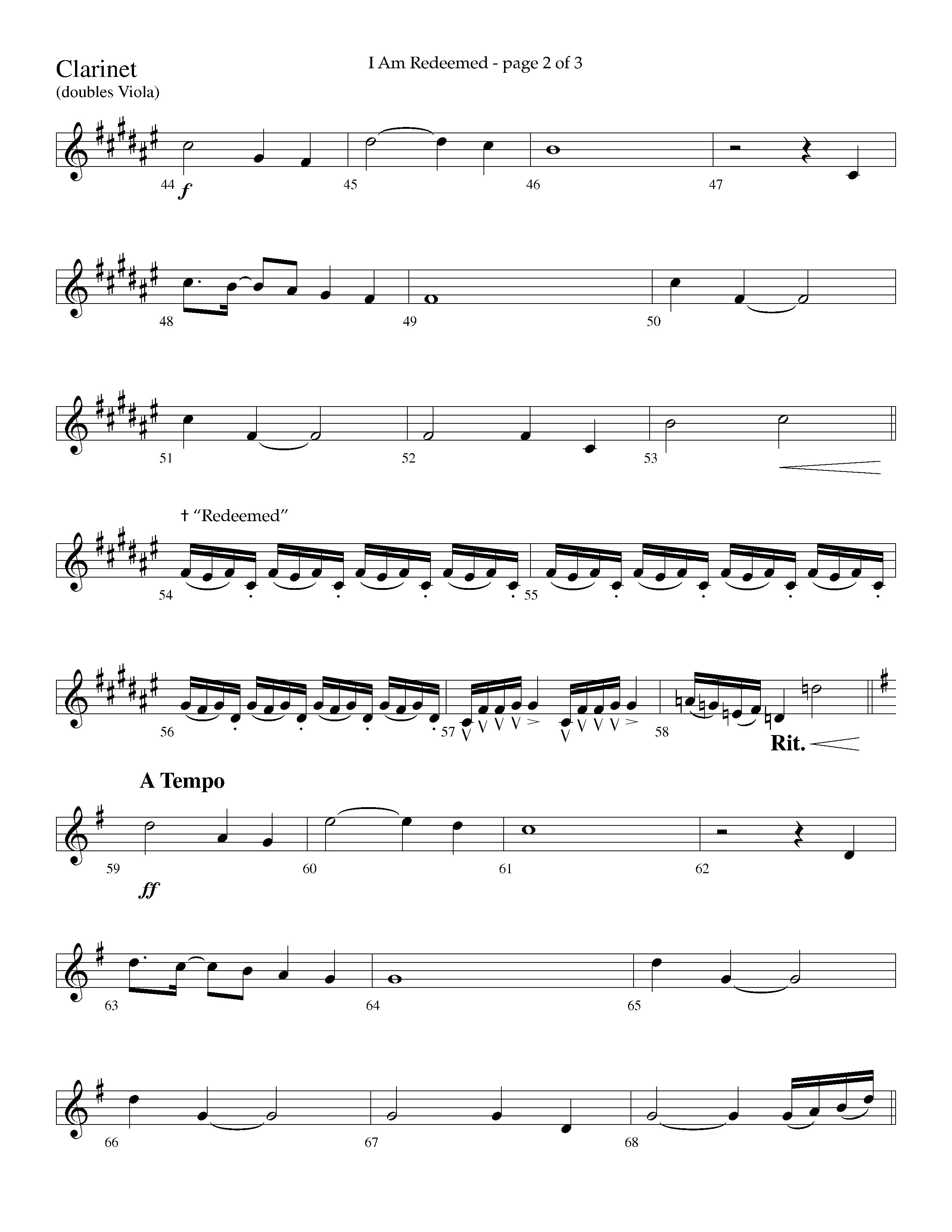 I Am Redeemed (with Redeemed) (Choral Anthem SATB) Clarinet (Lifeway Choral / Arr. Cliff Duren)