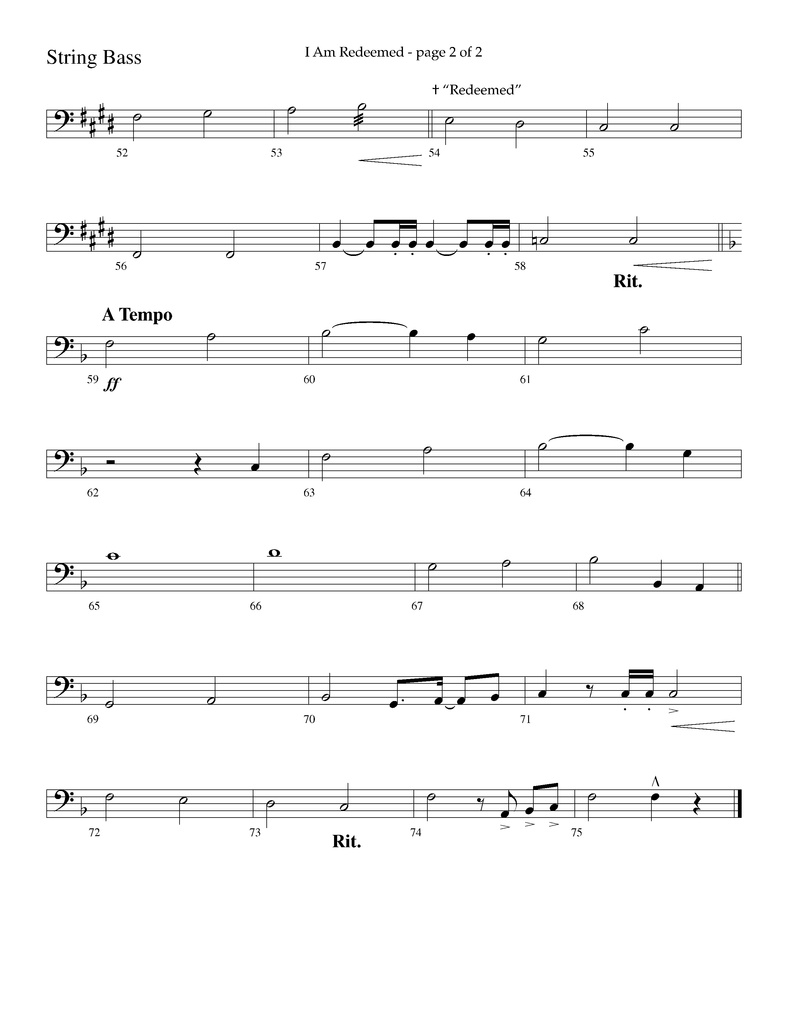 I Am Redeemed (with Redeemed) (Choral Anthem SATB) String Bass (Lifeway Choral / Arr. Cliff Duren)