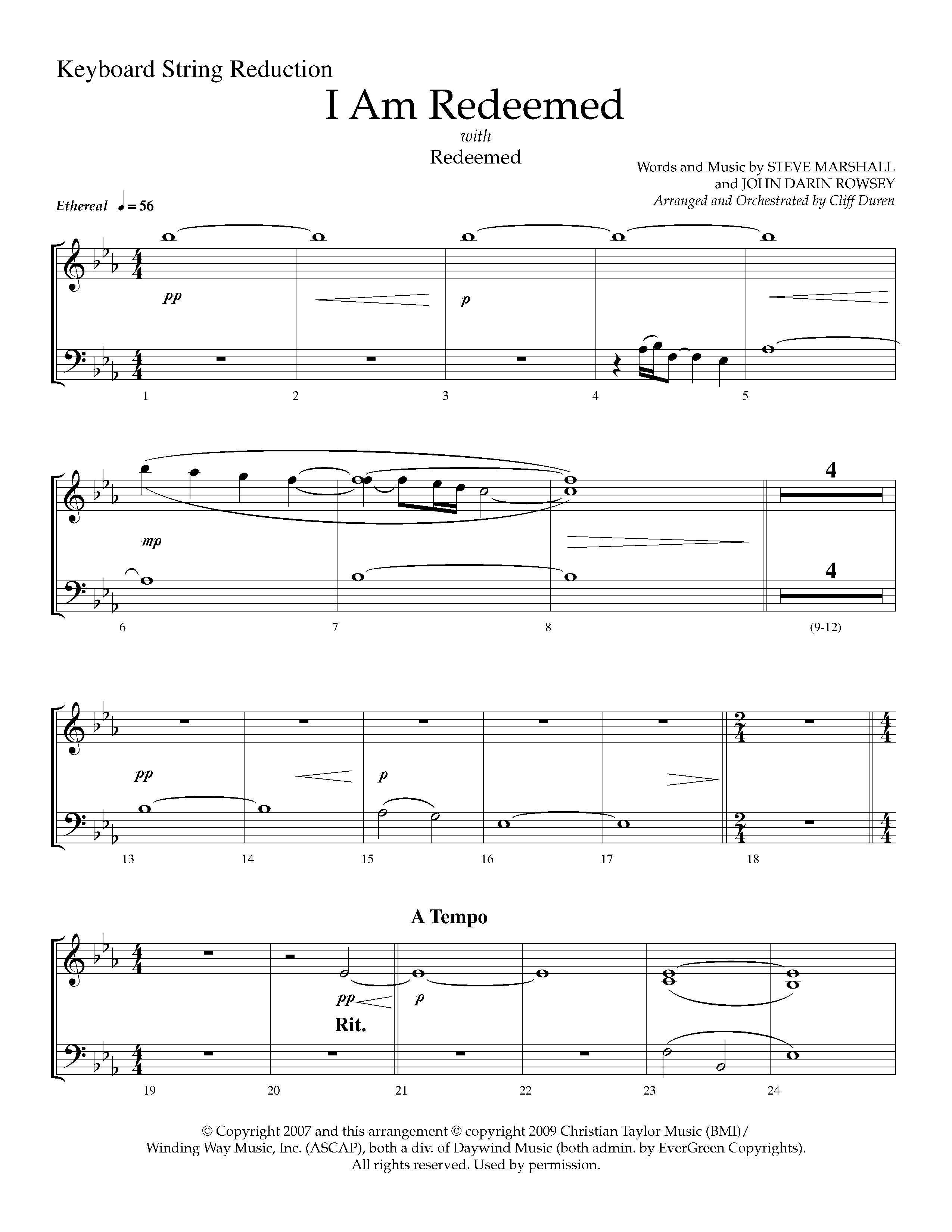 I Am Redeemed (with Redeemed) (Choral Anthem SATB) String Reduction (Lifeway Choral / Arr. Cliff Duren)