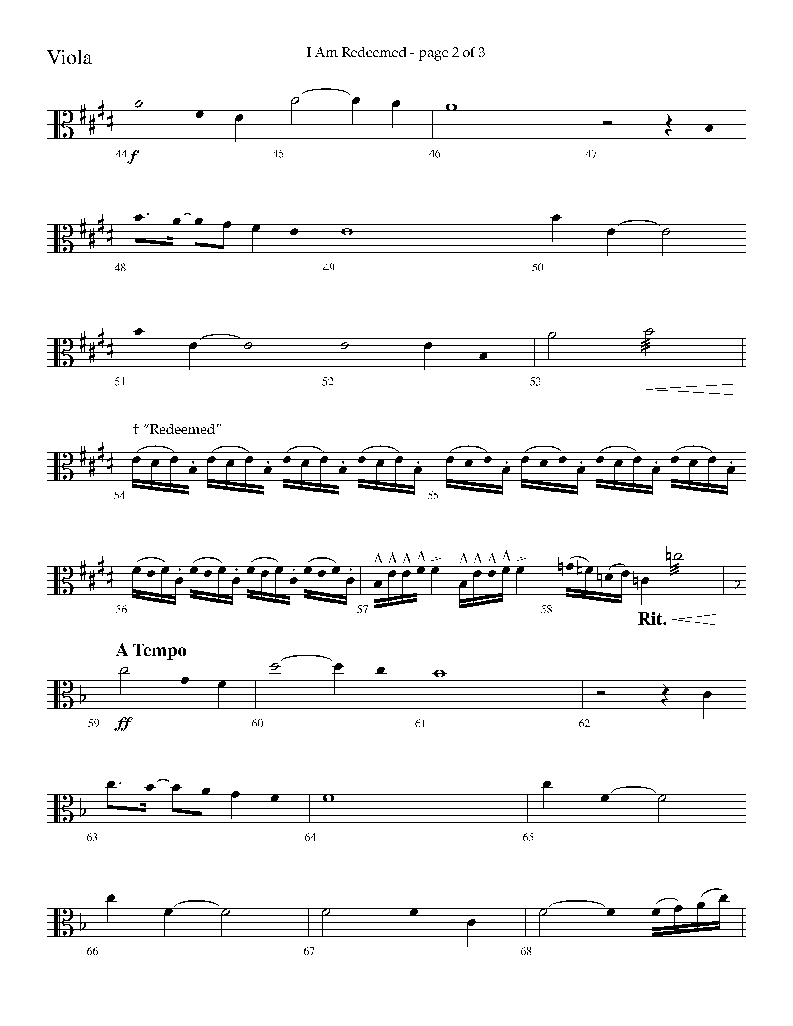 I Am Redeemed (with Redeemed) (Choral Anthem SATB) Viola (Lifeway Choral / Arr. Cliff Duren)