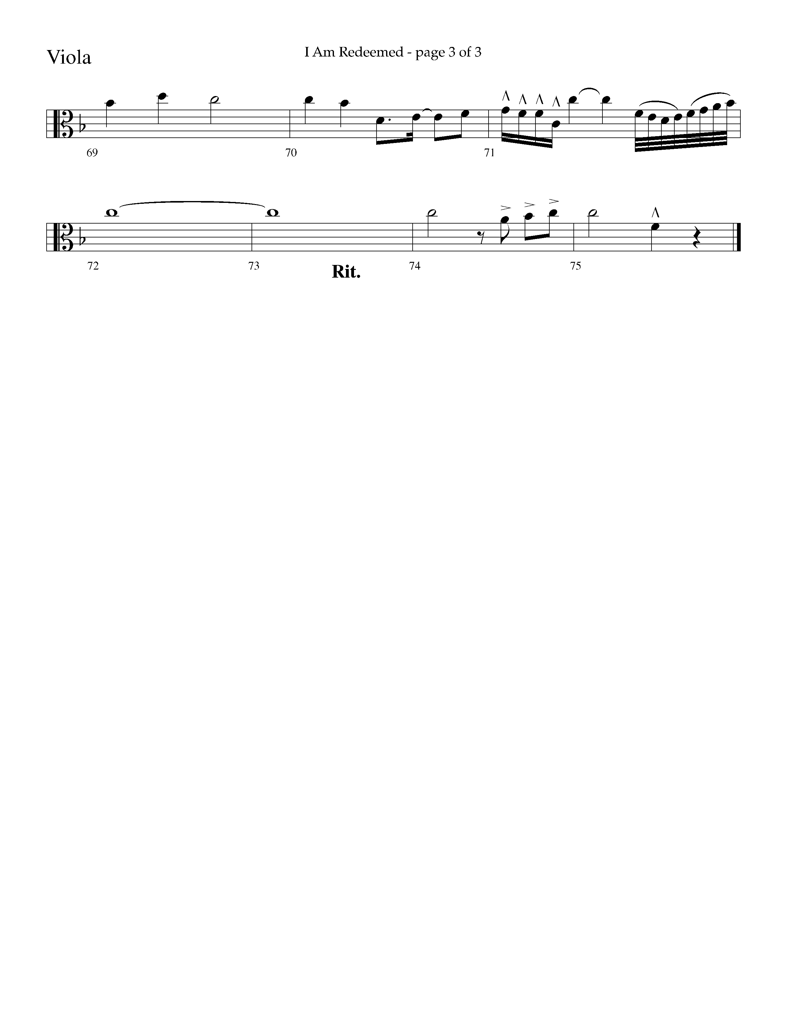 I Am Redeemed (with Redeemed) (Choral Anthem SATB) Viola (Lifeway Choral / Arr. Cliff Duren)