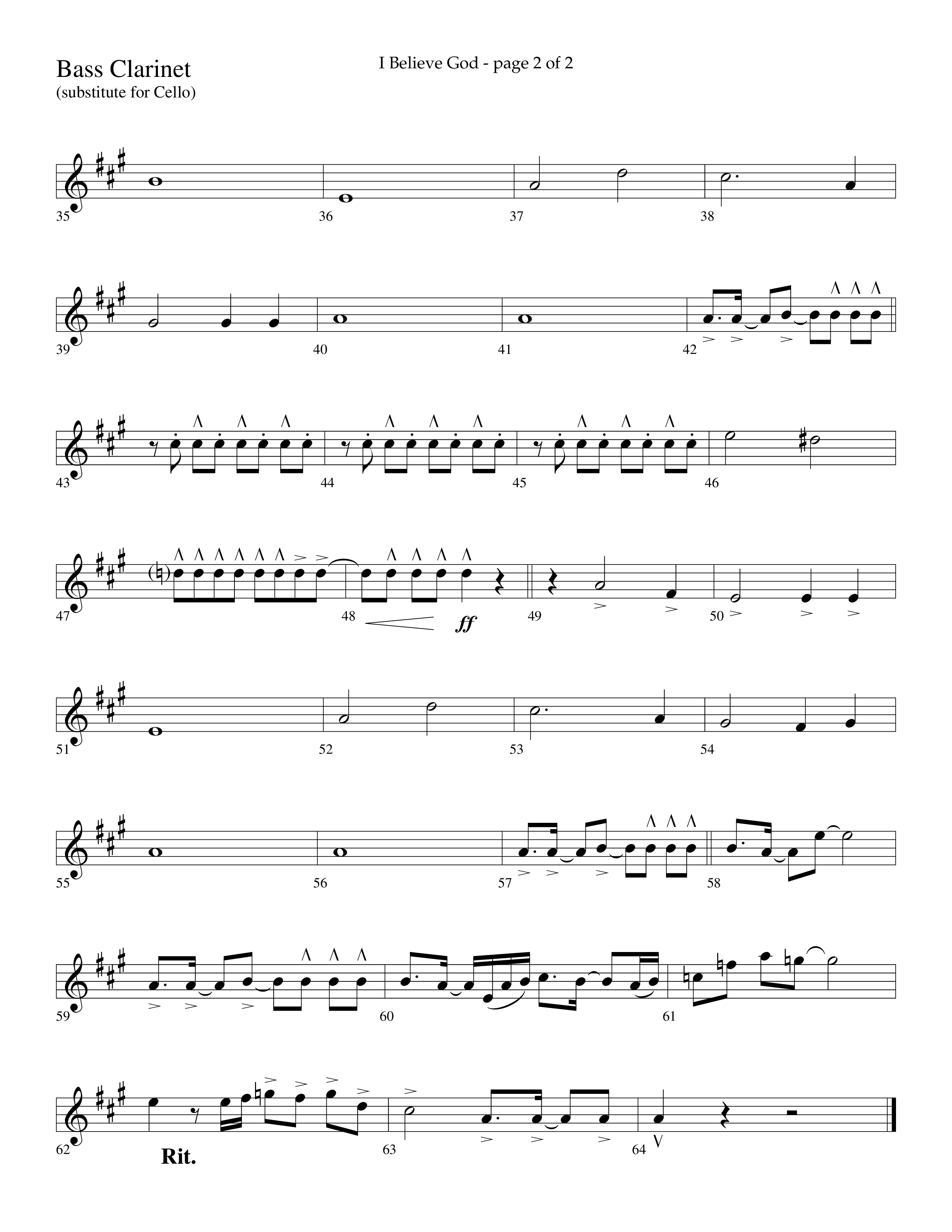 I Believe God (Choral Anthem SATB) Bass Clarinet (Lifeway Choral / Arr. Cliff Duren)