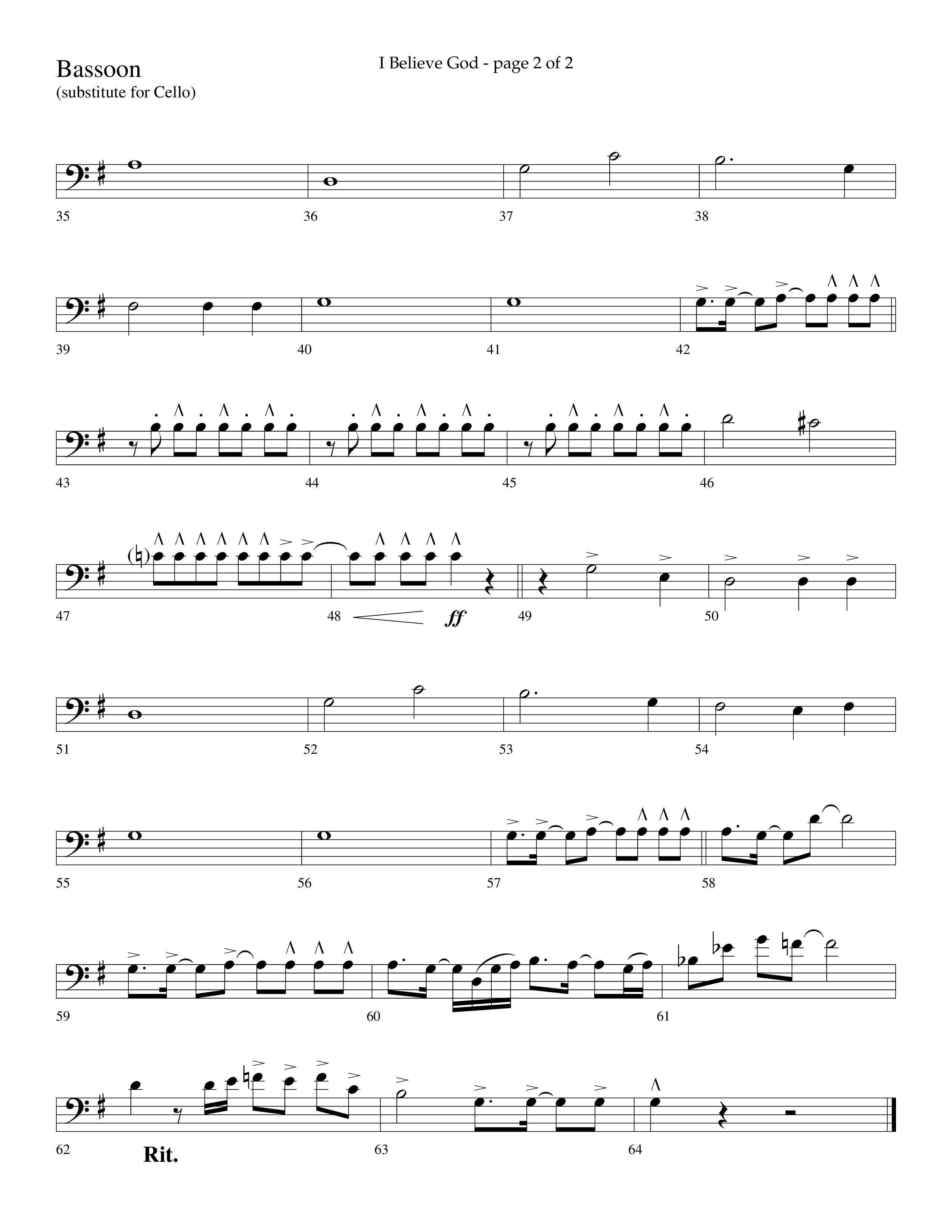 I Believe God (Choral Anthem SATB) Bassoon (Lifeway Choral / Arr. Cliff Duren)