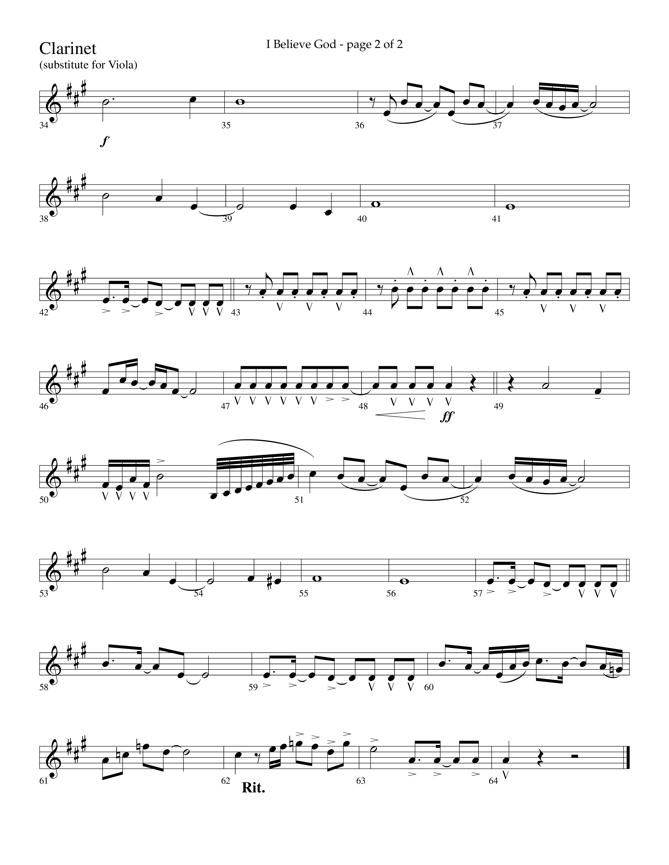 I Believe God (Choral Anthem SATB) Clarinet (Lifeway Choral / Arr. Cliff Duren)