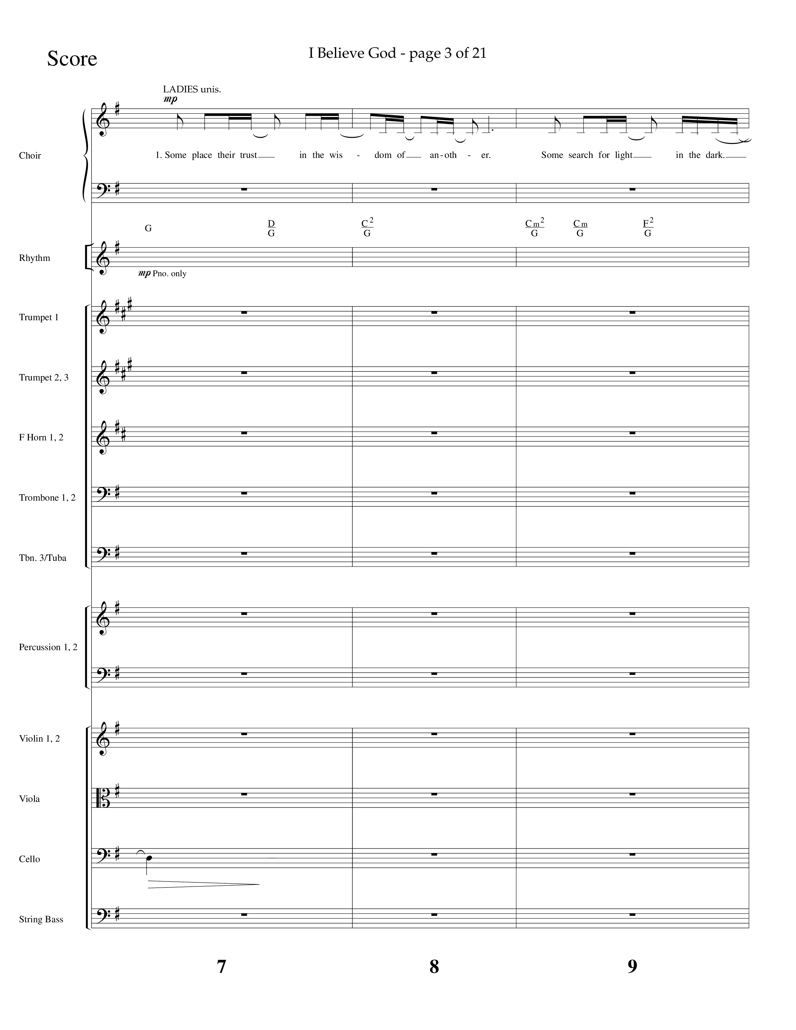 I Believe God (Choral Anthem SATB) Orchestration (Lifeway Choral / Arr. Cliff Duren)