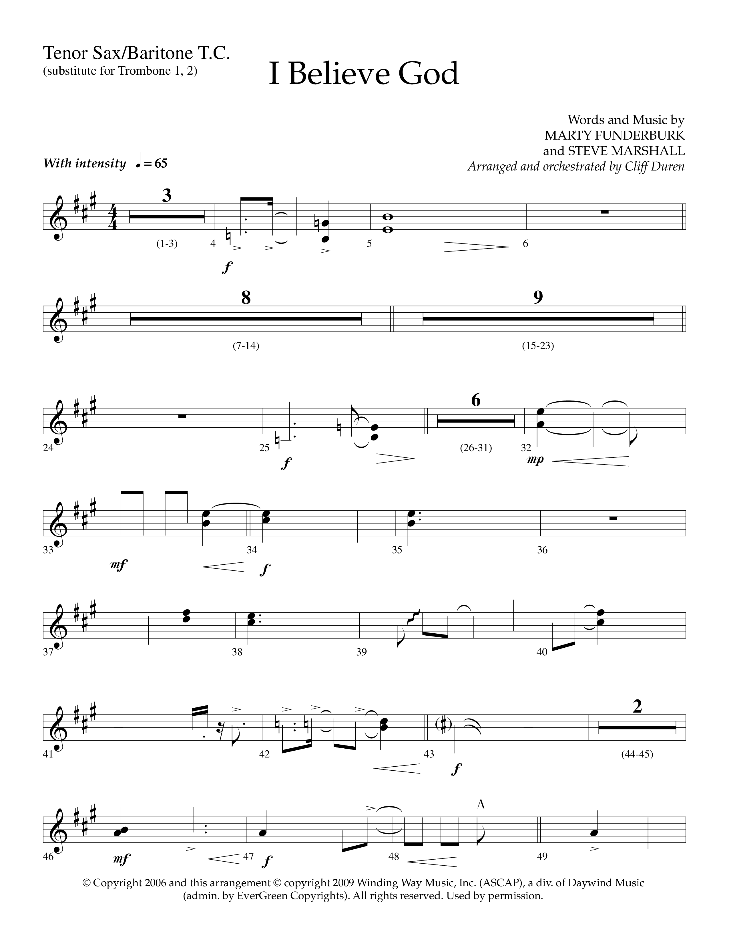 I Believe God (Choral Anthem SATB) Tenor Sax/Baritone T.C. (Lifeway Choral / Arr. Cliff Duren)