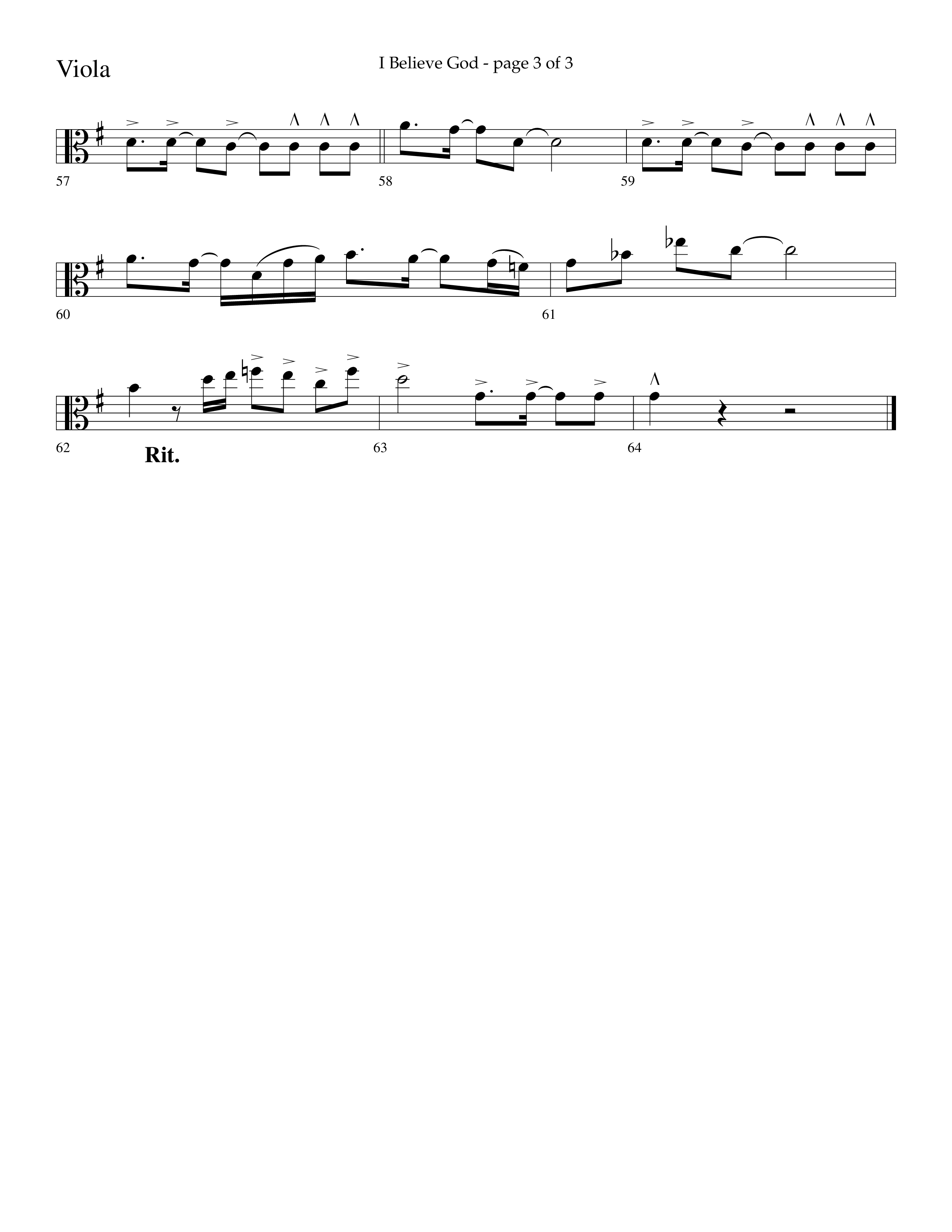 I Believe God (Choral Anthem SATB) Viola (Lifeway Choral / Arr. Cliff Duren)