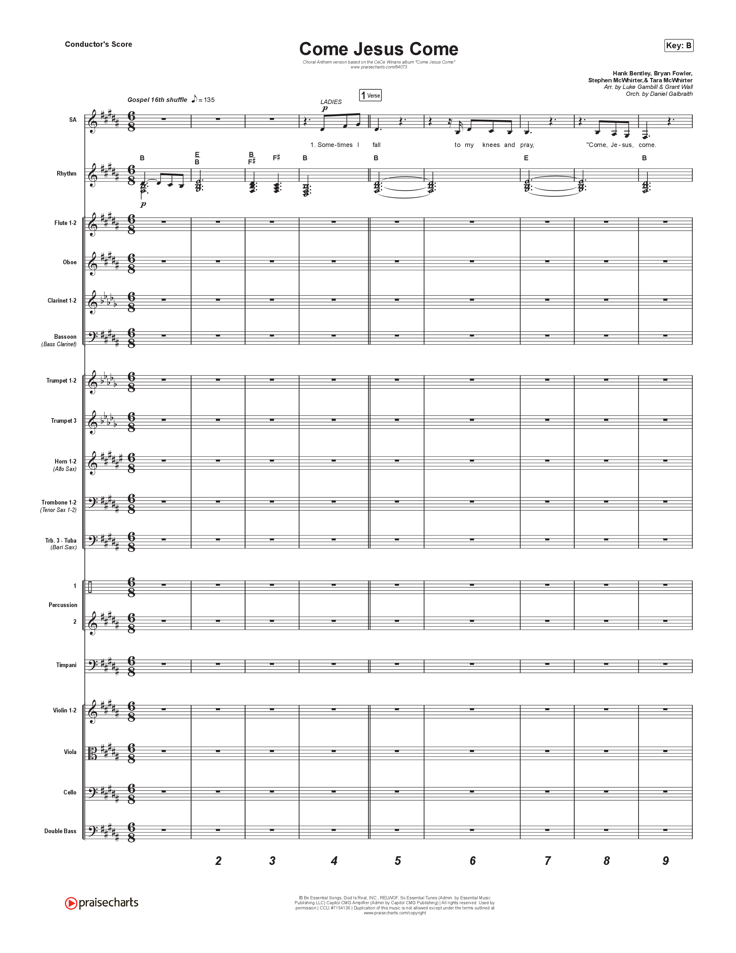 Come Jesus Come (Choral Anthem SATB) Conductor's Score (CeCe Winans / Arr. Luke Gambill)