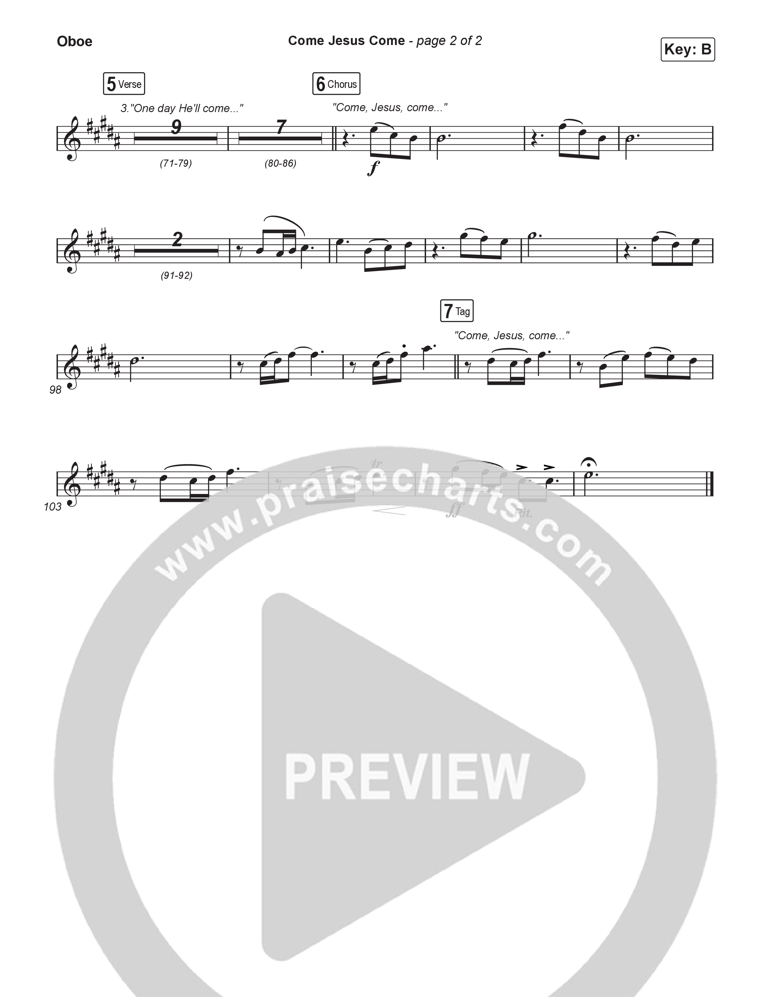 Come Jesus Come (Choral Anthem SATB) Oboe (CeCe Winans / Arr. Luke Gambill)