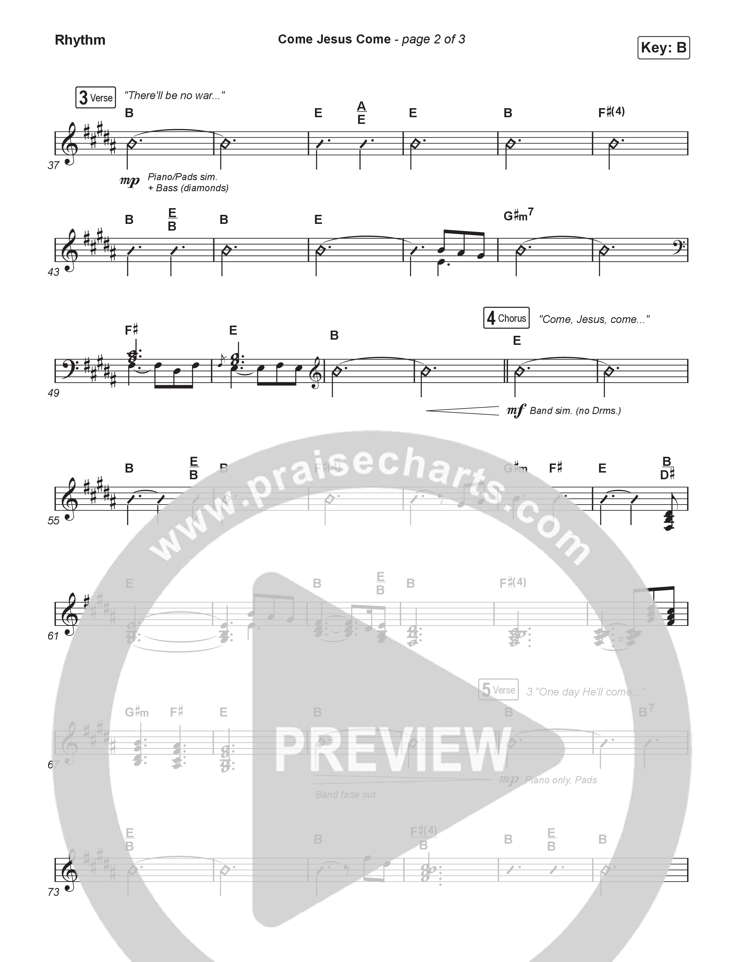 Come Jesus Come (Choral Anthem SATB) Rhythm Chart (CeCe Winans / Arr. Luke Gambill)