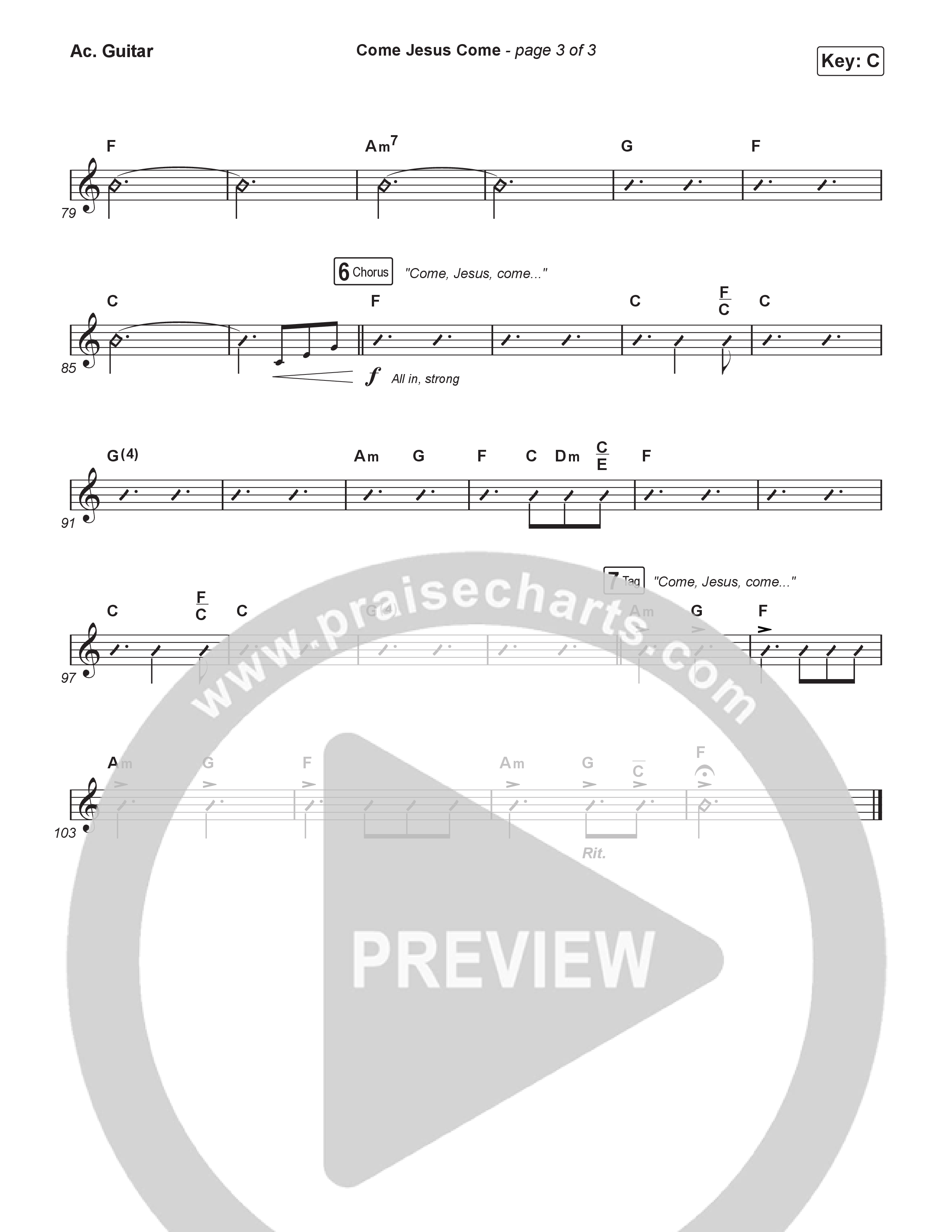 Come Jesus Come (Sing It Now) Acoustic Guitar (CeCe Winans / Arr. Luke Gambill)