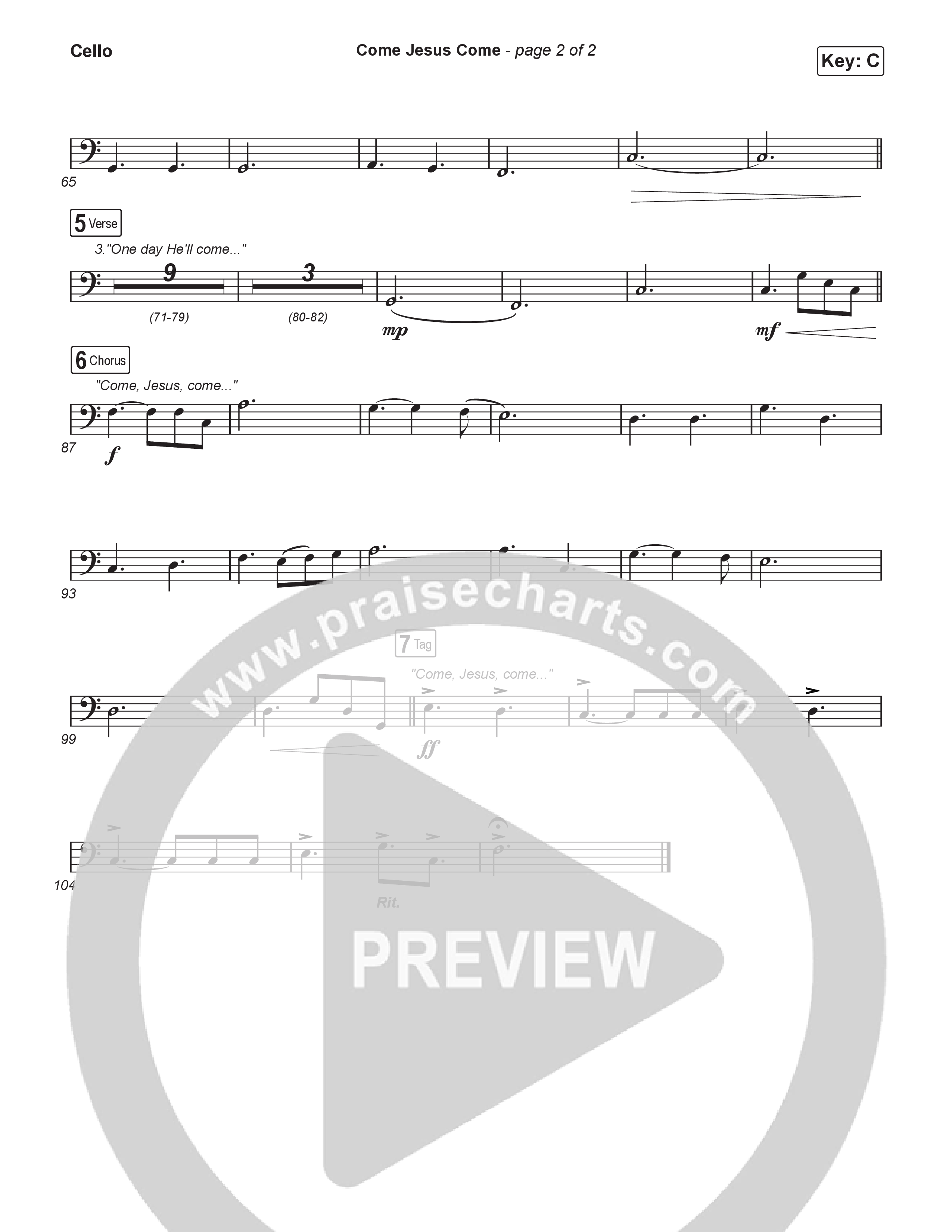 Come Jesus Come (Sing It Now) Cello (CeCe Winans / Arr. Luke Gambill)