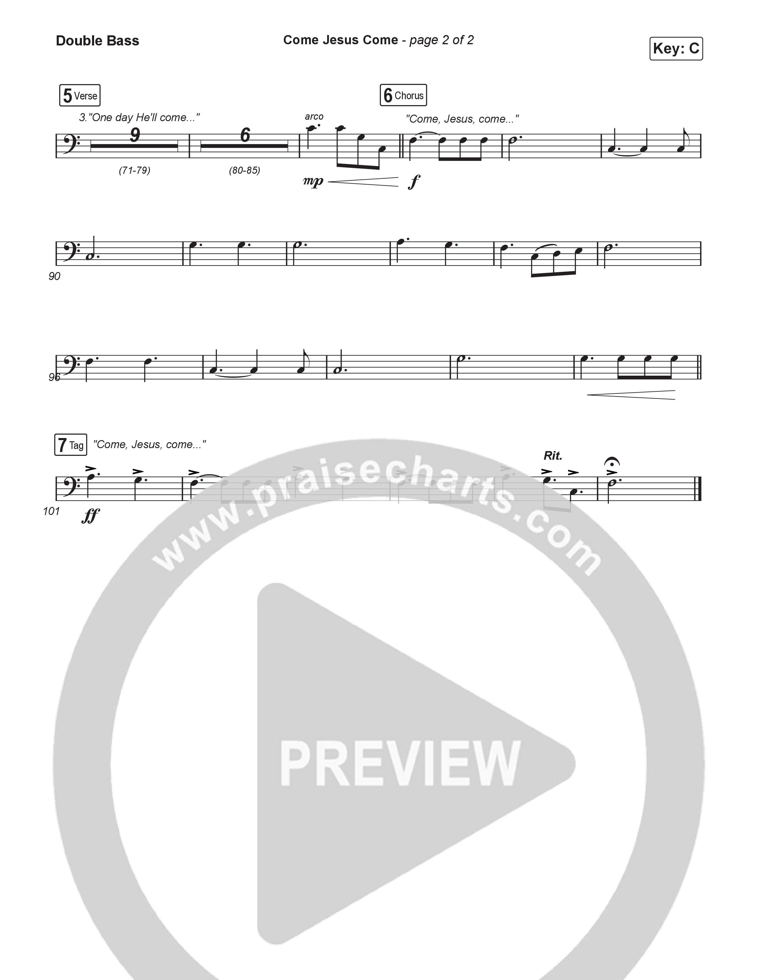 Come Jesus Come (Sing It Now) Double Bass (CeCe Winans / Arr. Luke Gambill)