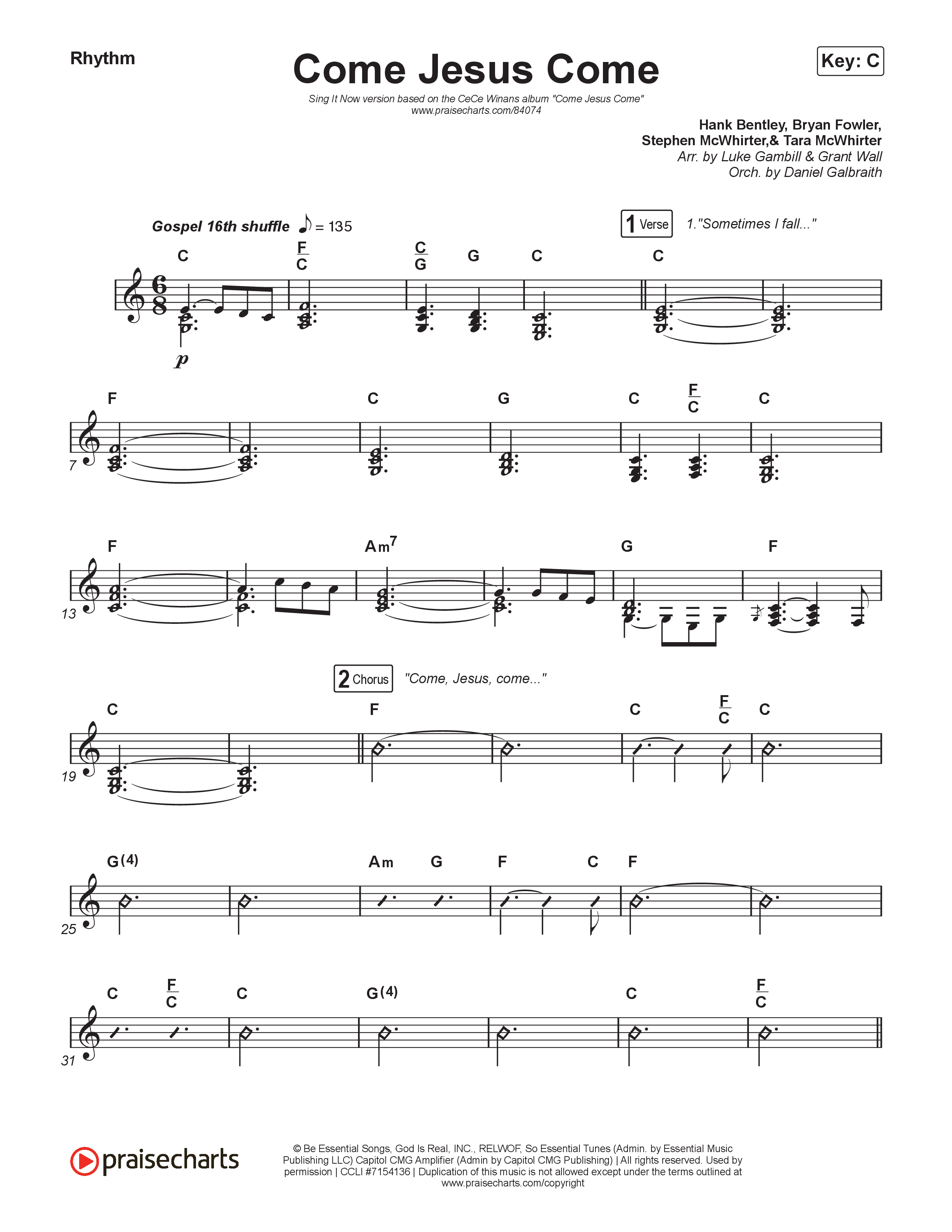 Come Jesus Come (Sing It Now) Rhythm Pack (CeCe Winans / Arr. Luke Gambill)