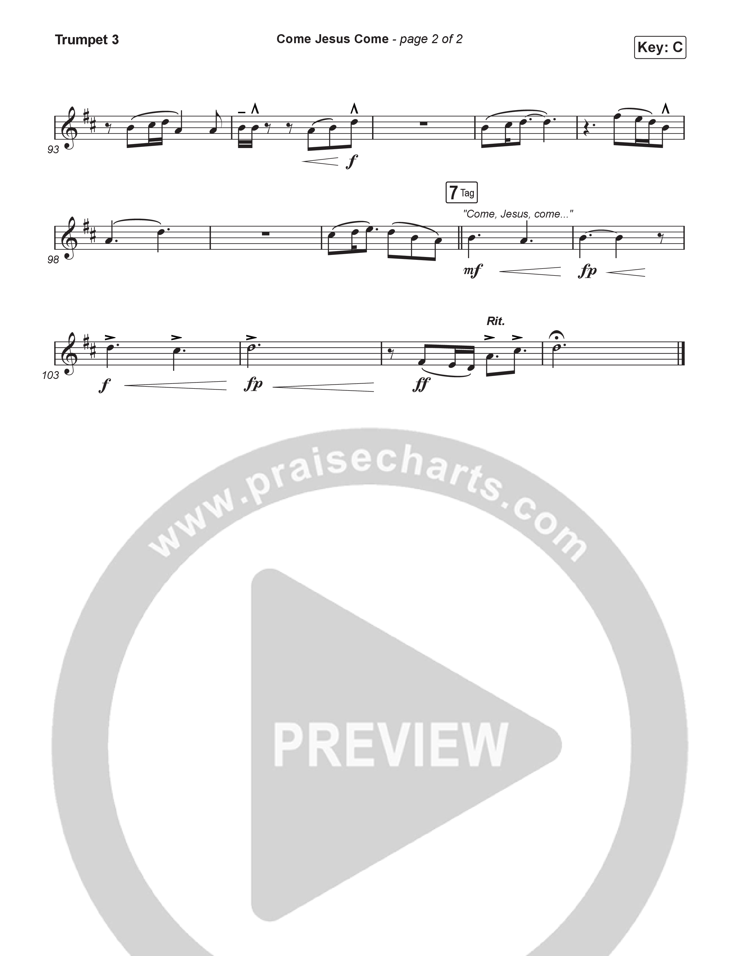 Come Jesus Come (Sing It Now) Trumpet 3 (CeCe Winans / Arr. Luke Gambill)