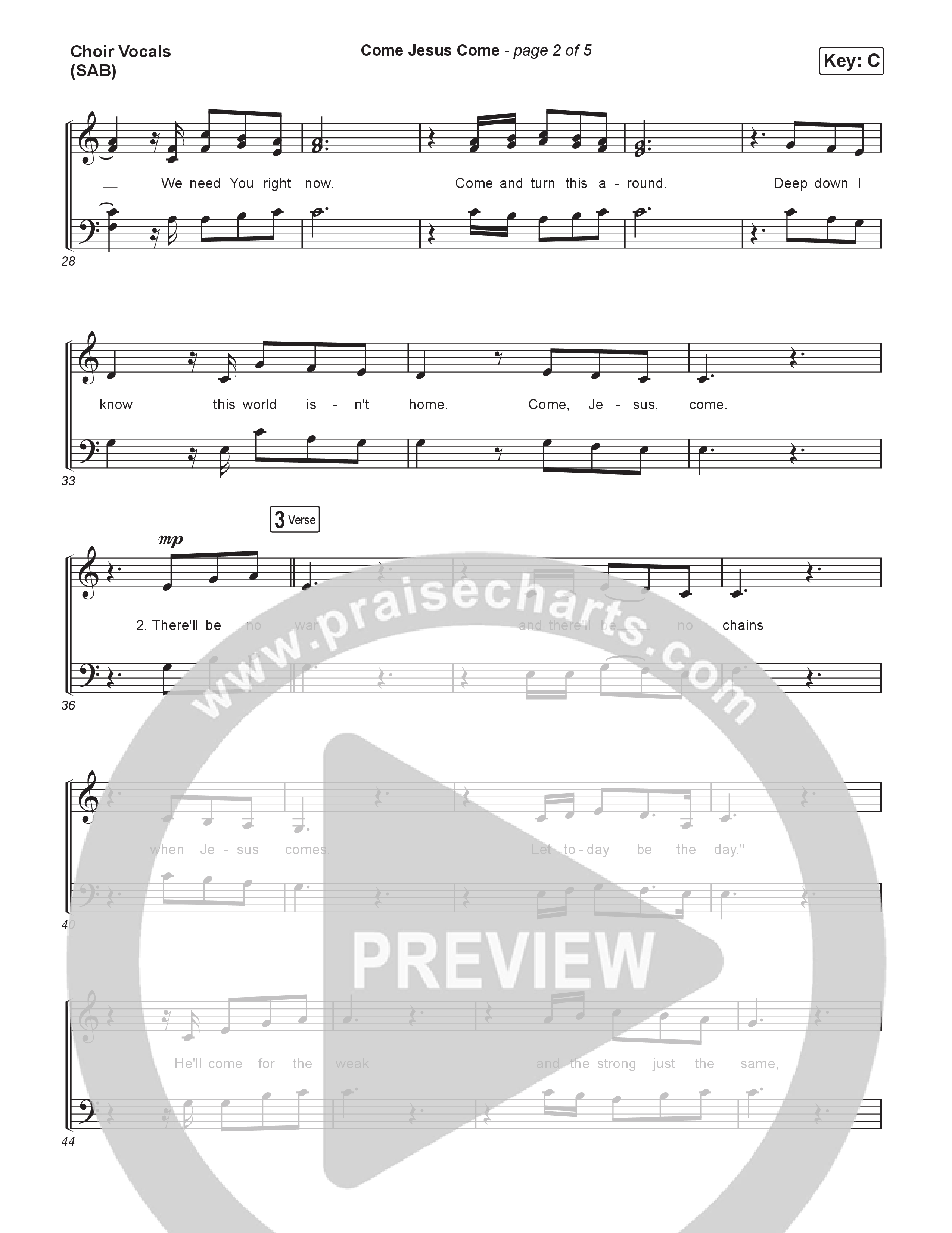 Come Jesus Come (Worship Choir/SAB) Choir Sheet (SAB) (CeCe Winans / Arr. Luke Gambill)
