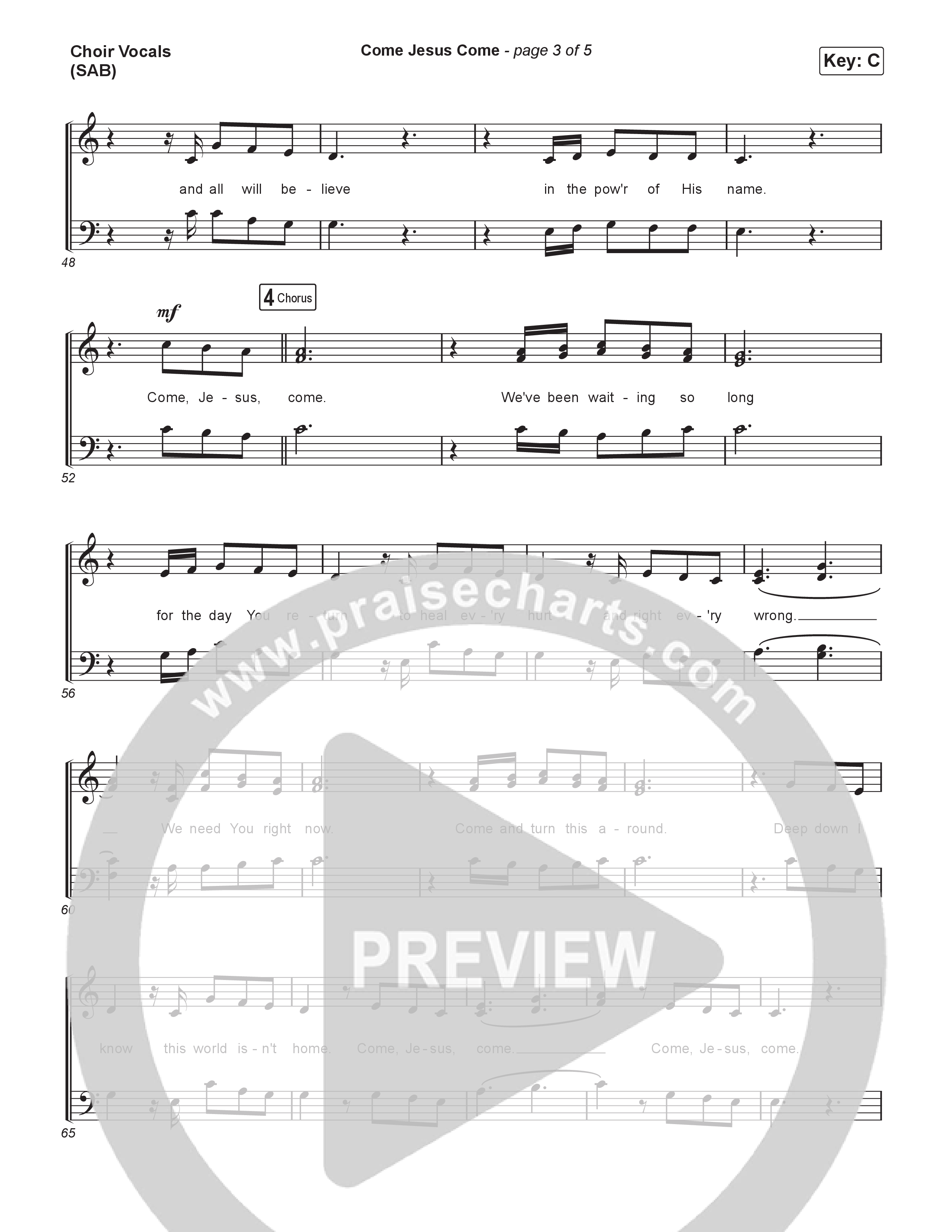 Come Jesus Come (Worship Choir/SAB) Choir Sheet (SAB) (CeCe Winans / Arr. Luke Gambill)