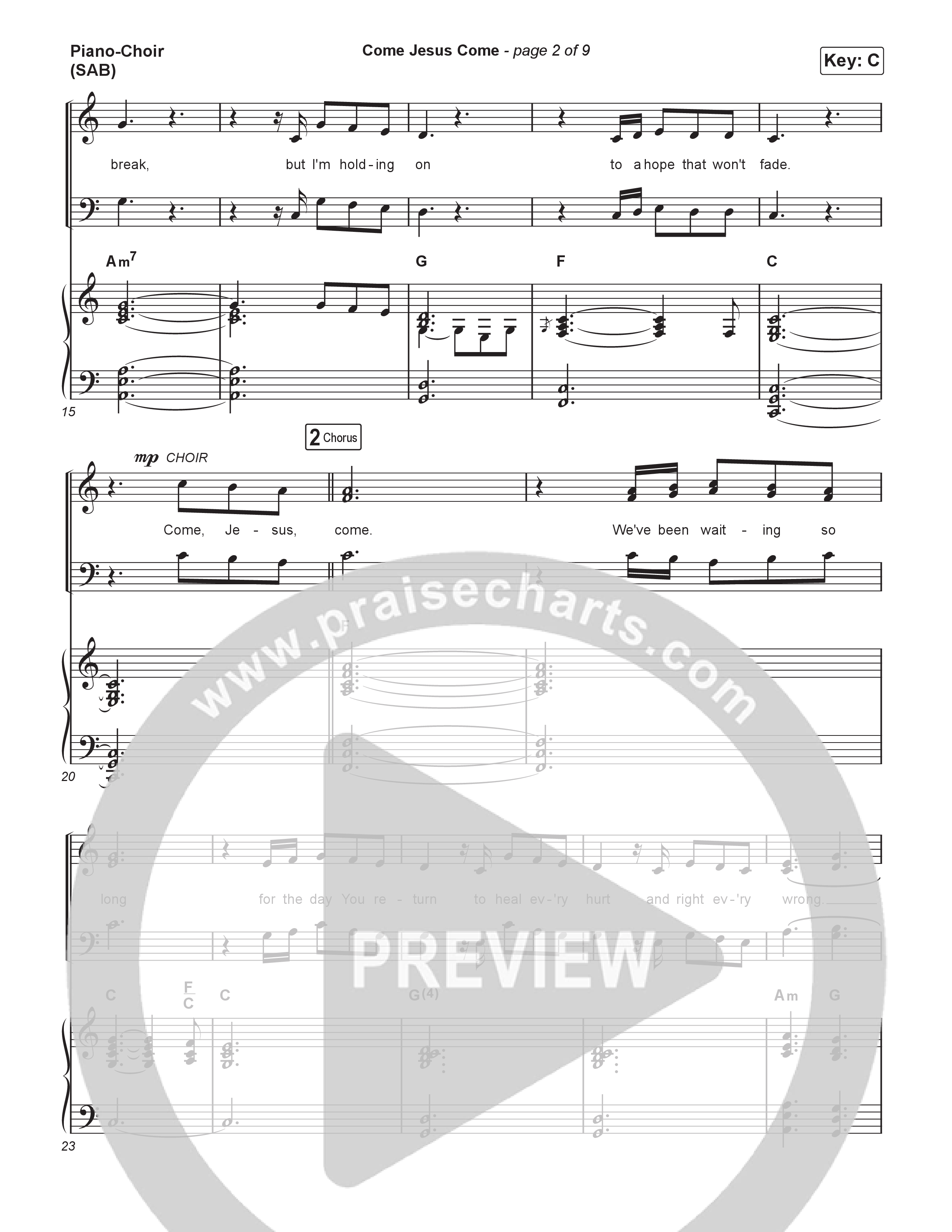 Come Jesus Come (Worship Choir/SAB) Piano/Choir (SAB) (CeCe Winans / Arr. Luke Gambill)