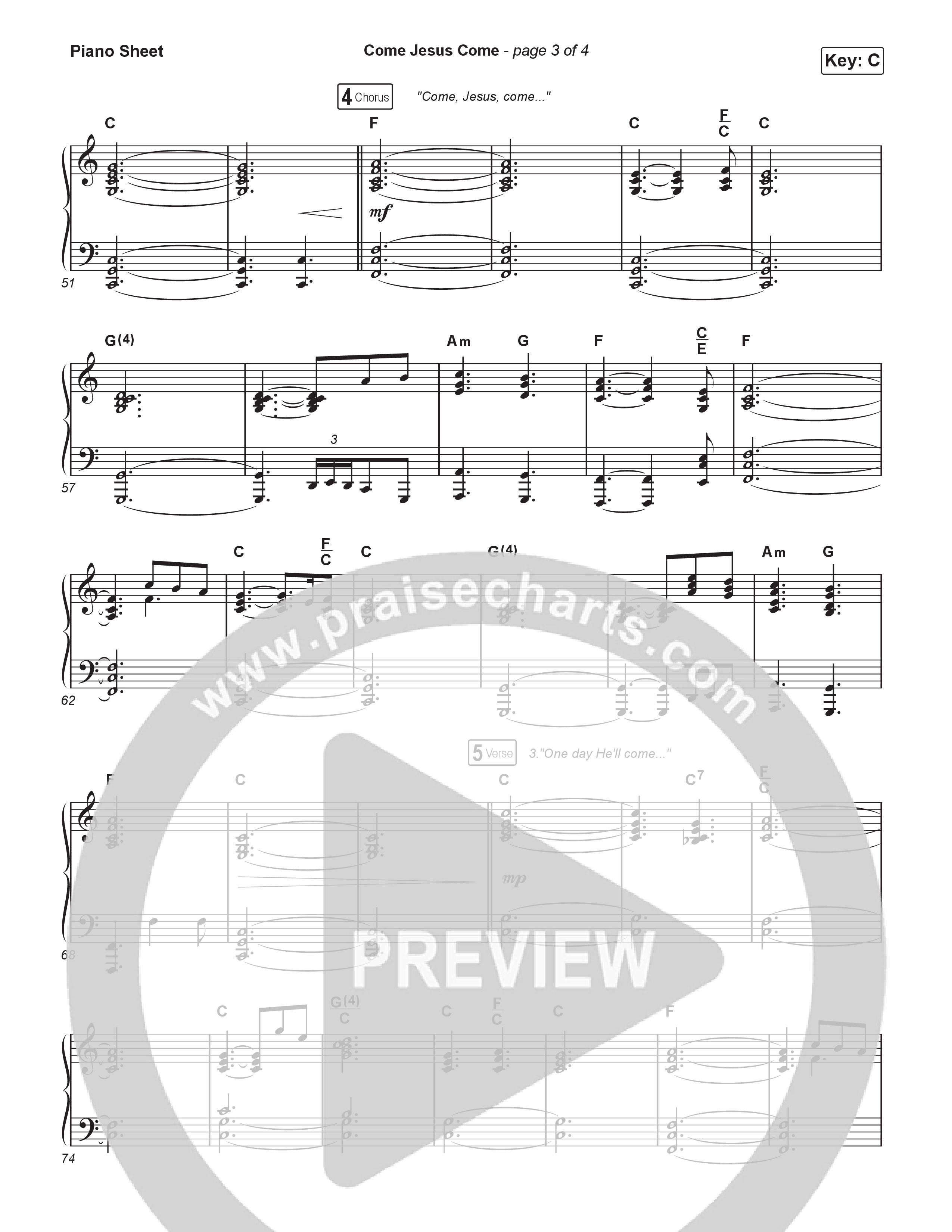 Come Jesus Come (Worship Choir/SAB) Piano Sheet (CeCe Winans / Arr. Luke Gambill)