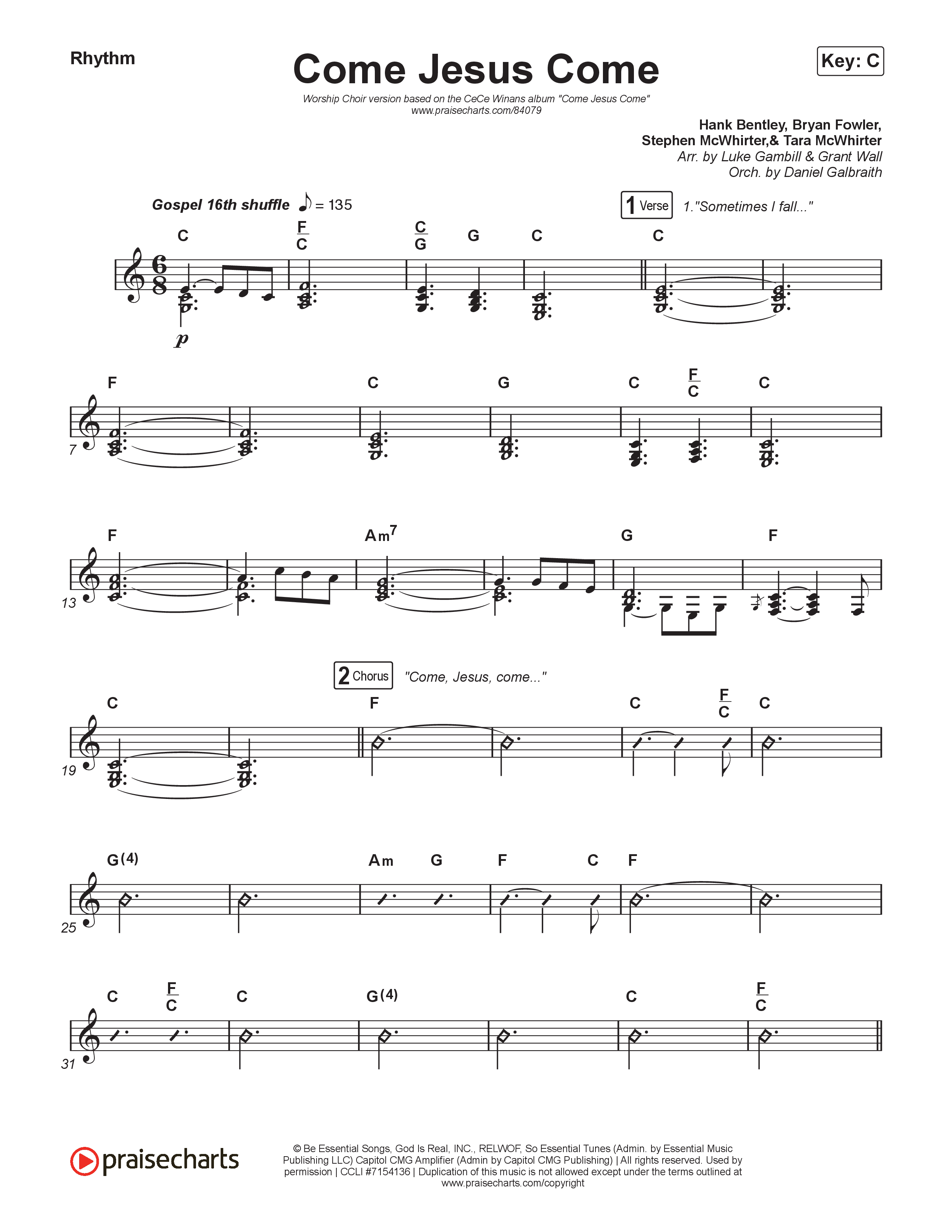 Come Jesus Come (Worship Choir/SAB) Rhythm Pack (CeCe Winans / Arr. Luke Gambill)