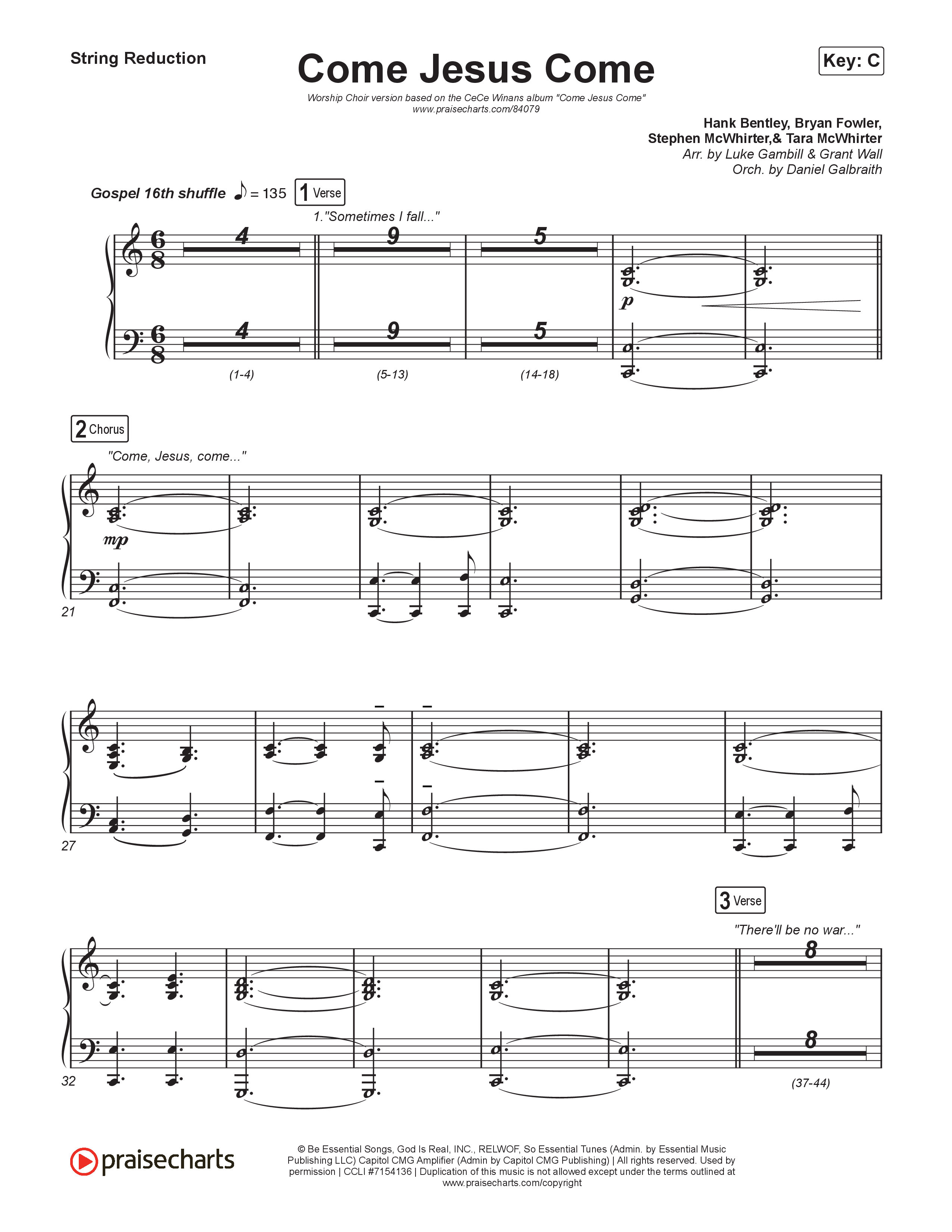 Come Jesus Come (Worship Choir/SAB) String Reduction (CeCe Winans / Arr. Luke Gambill)