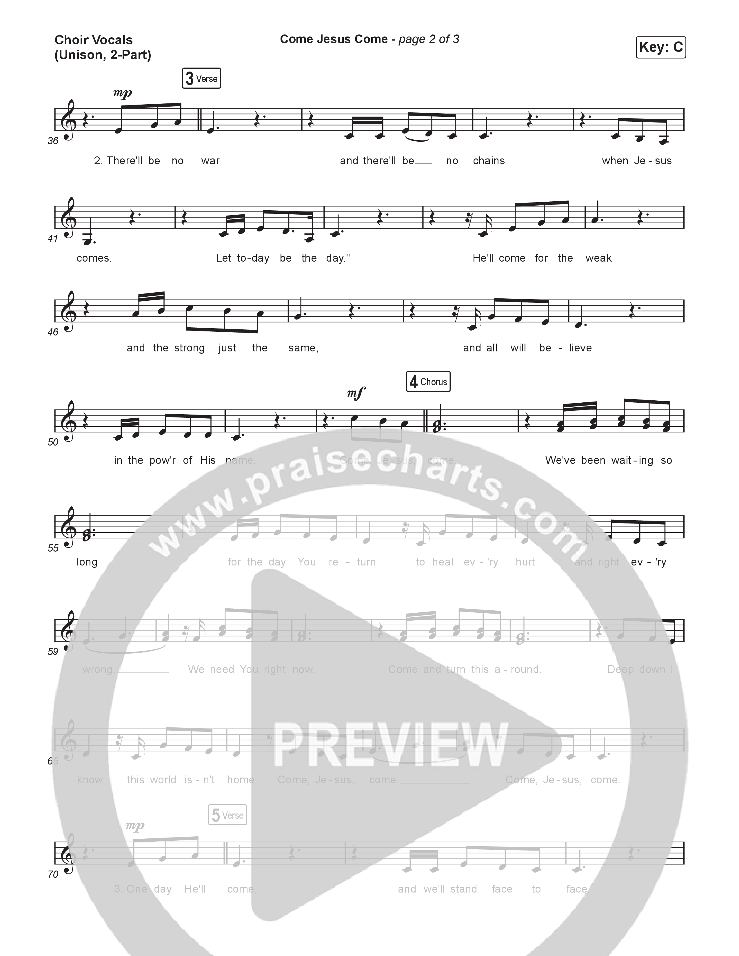 Come Jesus Come (Unison/2-Part) Choir Vocals (Uni/2-Part) (CeCe Winans / Arr. Luke Gambill)