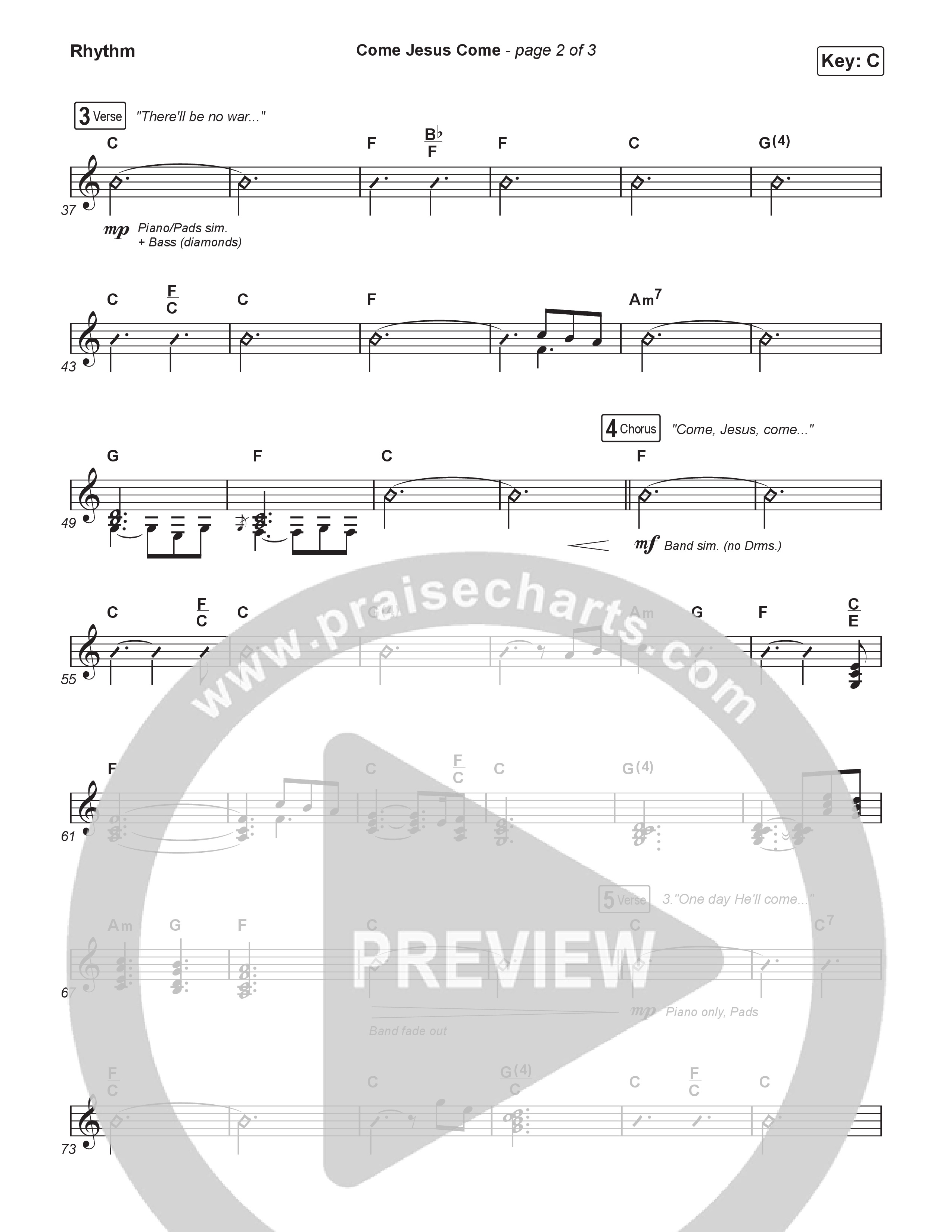 Come Jesus Come (Unison/2-Part) Rhythm Chart (CeCe Winans / Arr. Luke Gambill)