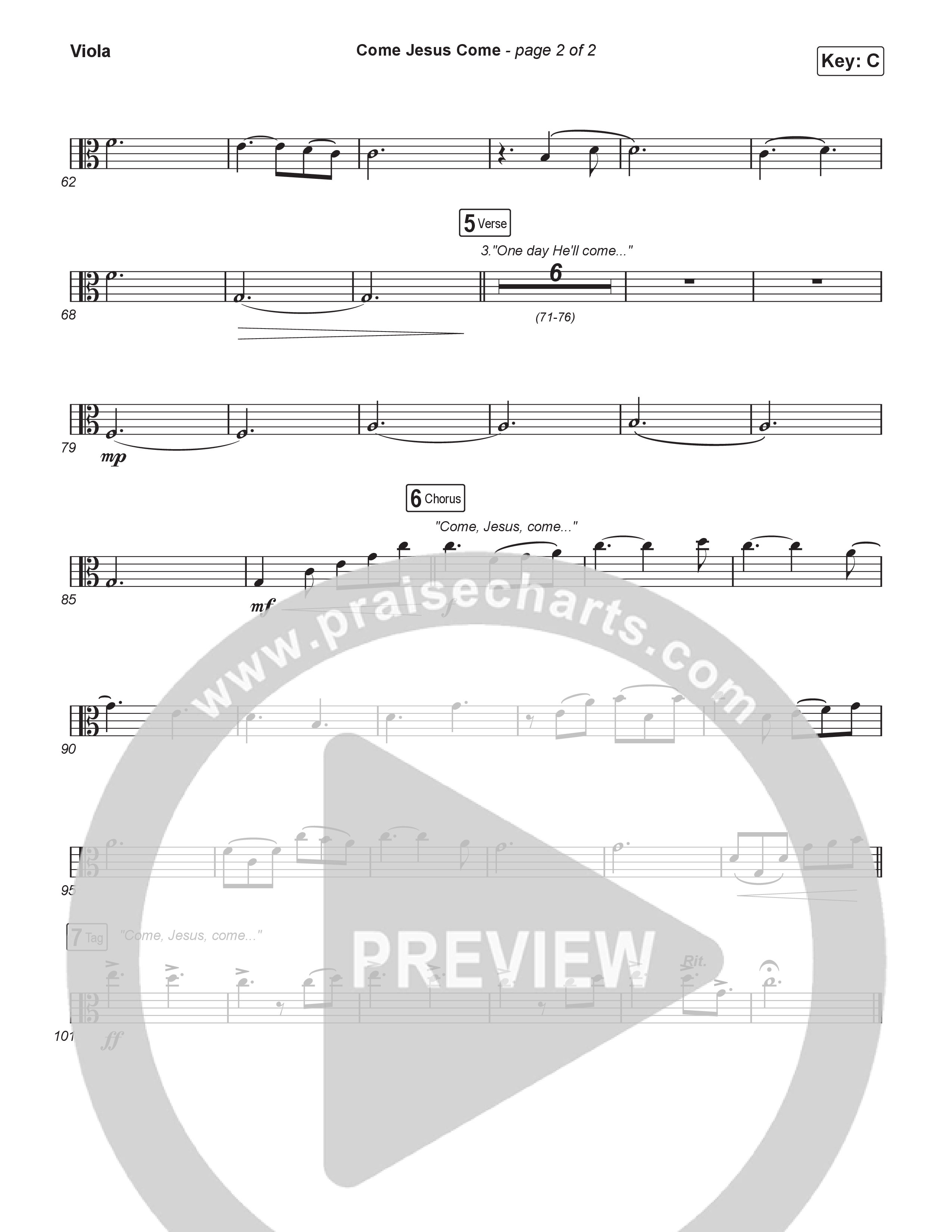 Come Jesus Come (Unison/2-Part) Viola (CeCe Winans / Arr. Luke Gambill)