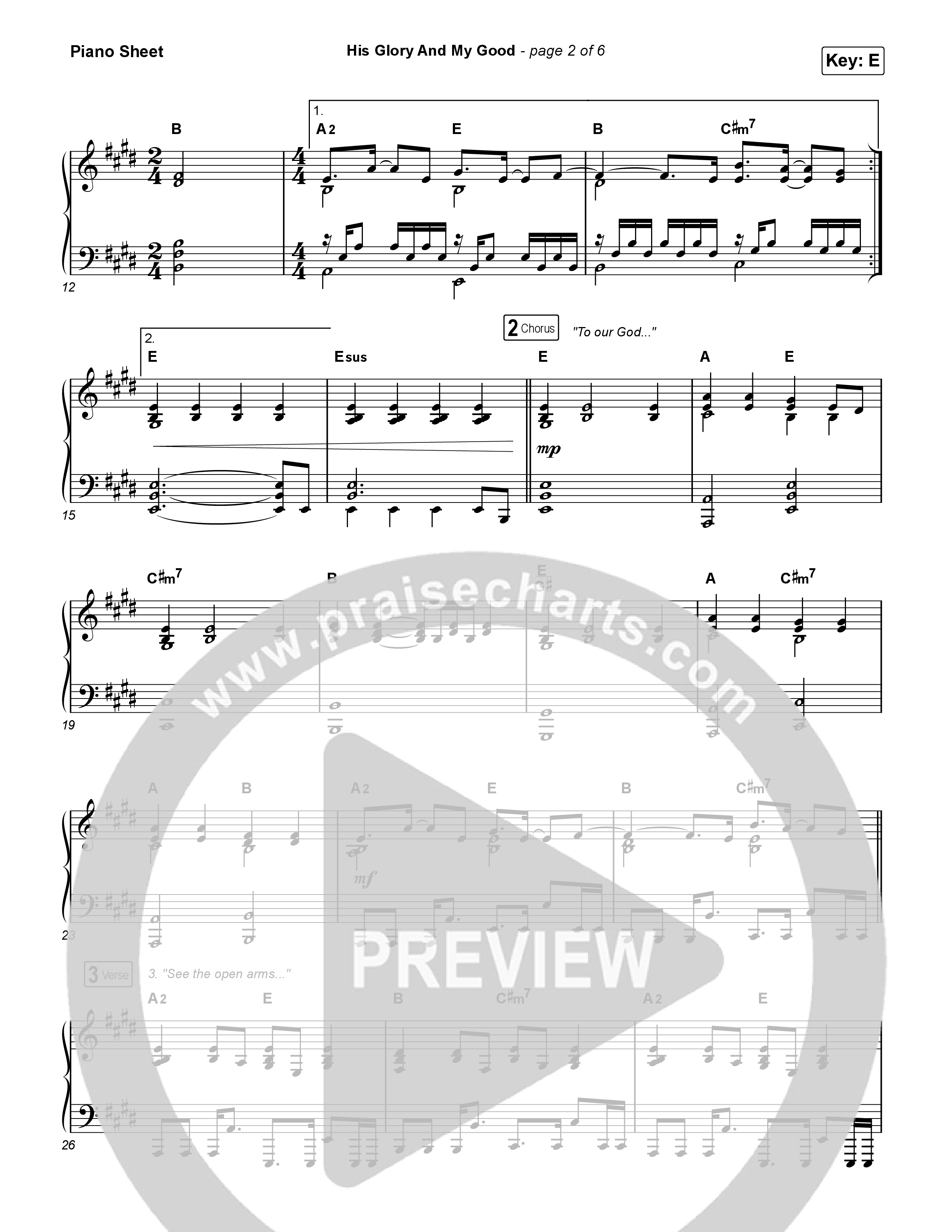 His Glory And My Good Piano Sheet (CityAlight)