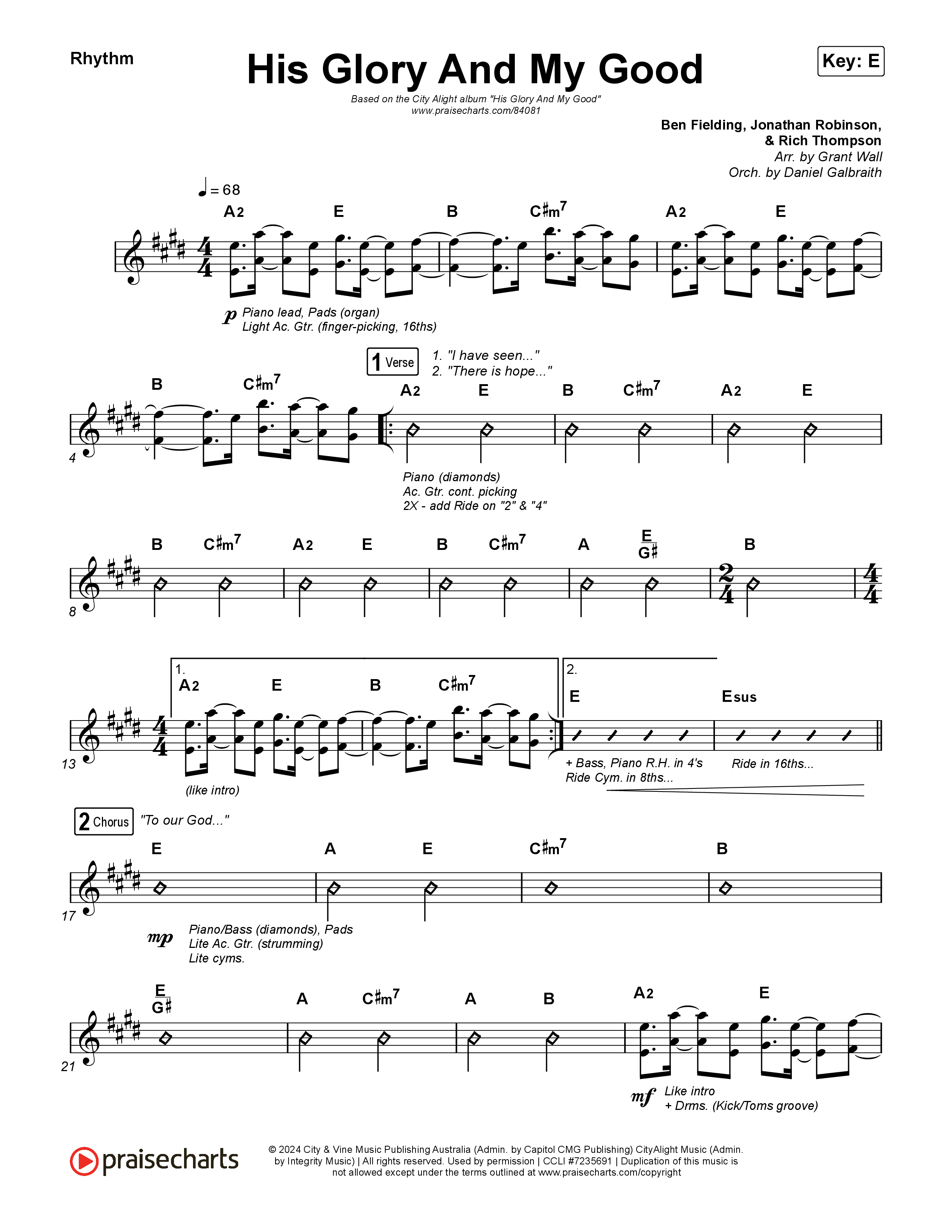 His Glory And My Good Rhythm Chart (CityAlight)