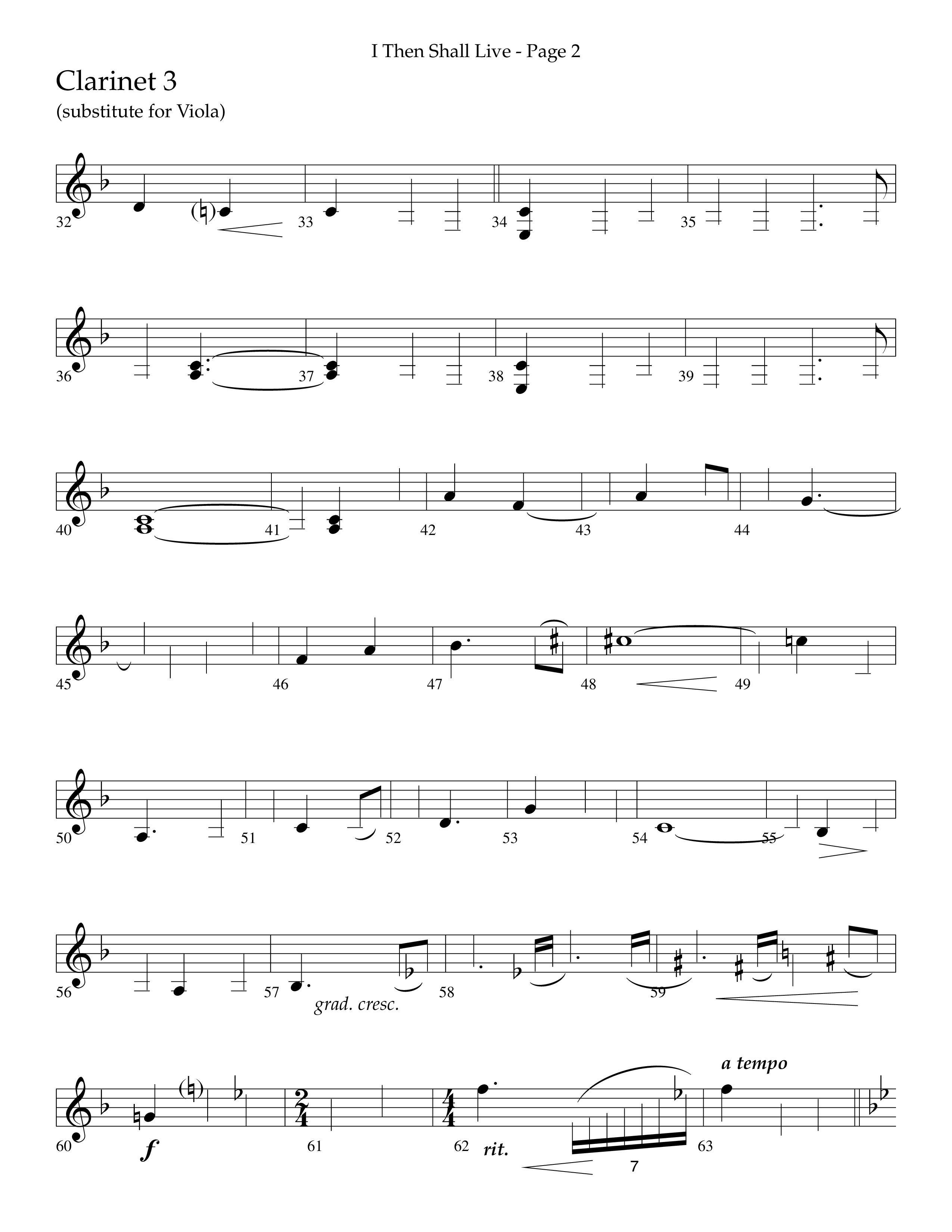 I Then Shall Live (Finlandia) (Choral Anthem SATB) Clarinet 3 (Lifeway Choral / Arr. Camp Kirkland)