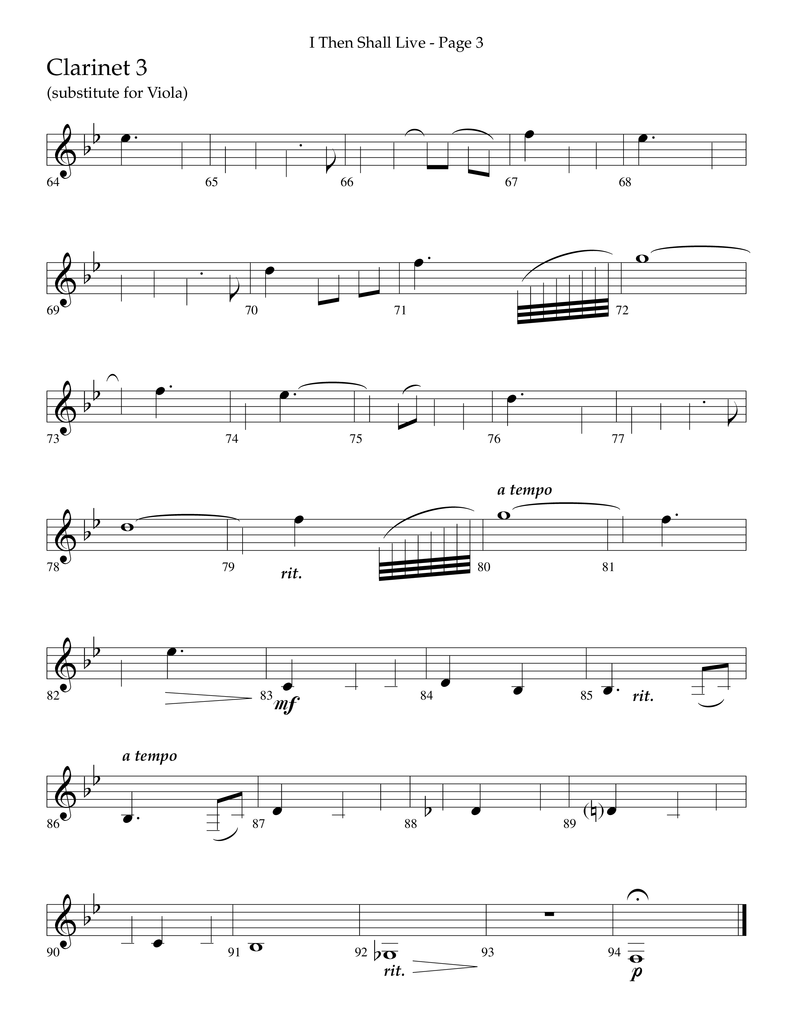 I Then Shall Live (Finlandia) (Choral Anthem SATB) Clarinet 3 (Lifeway Choral / Arr. Camp Kirkland)