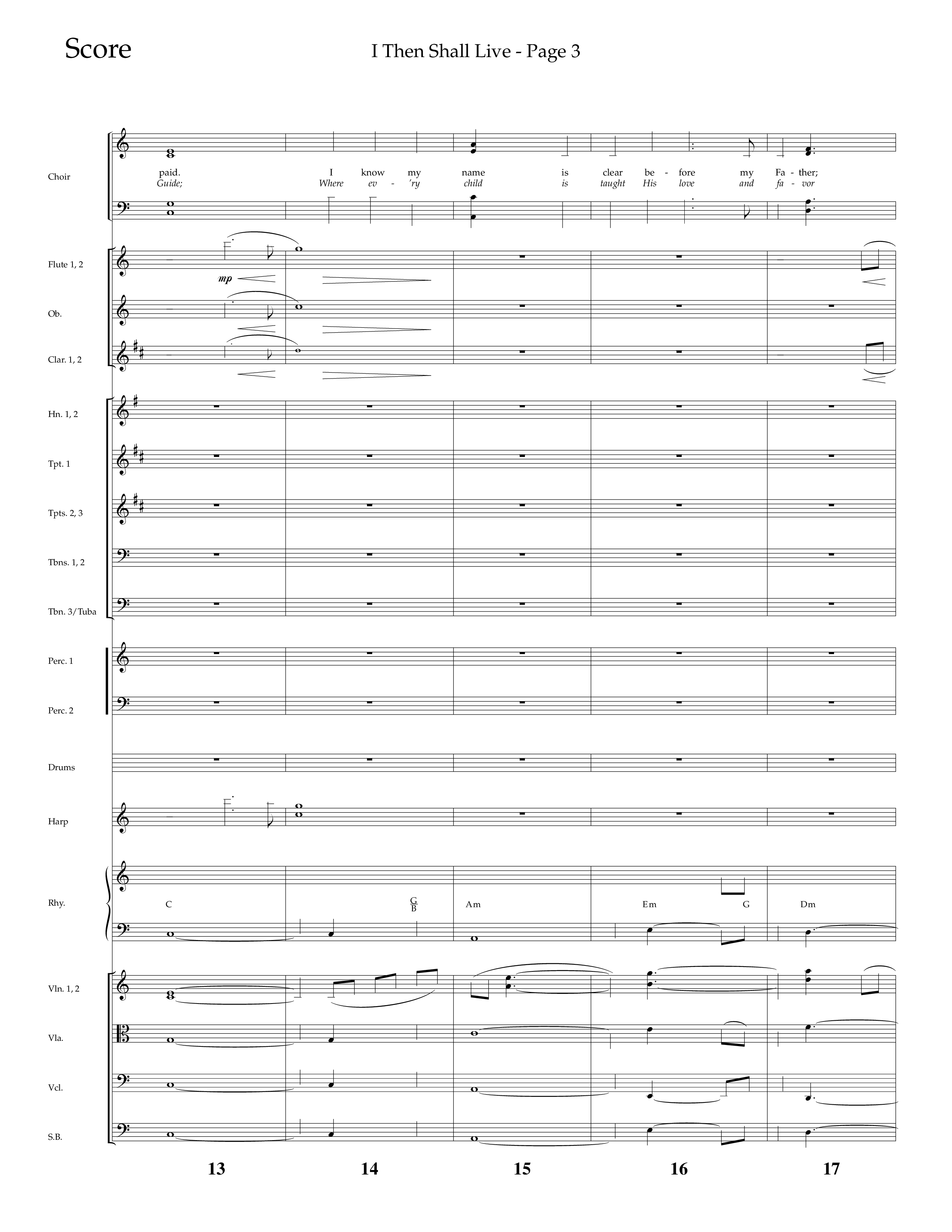 I Then Shall Live (Finlandia) (Choral Anthem SATB) Orchestration (Lifeway Choral / Arr. Camp Kirkland)